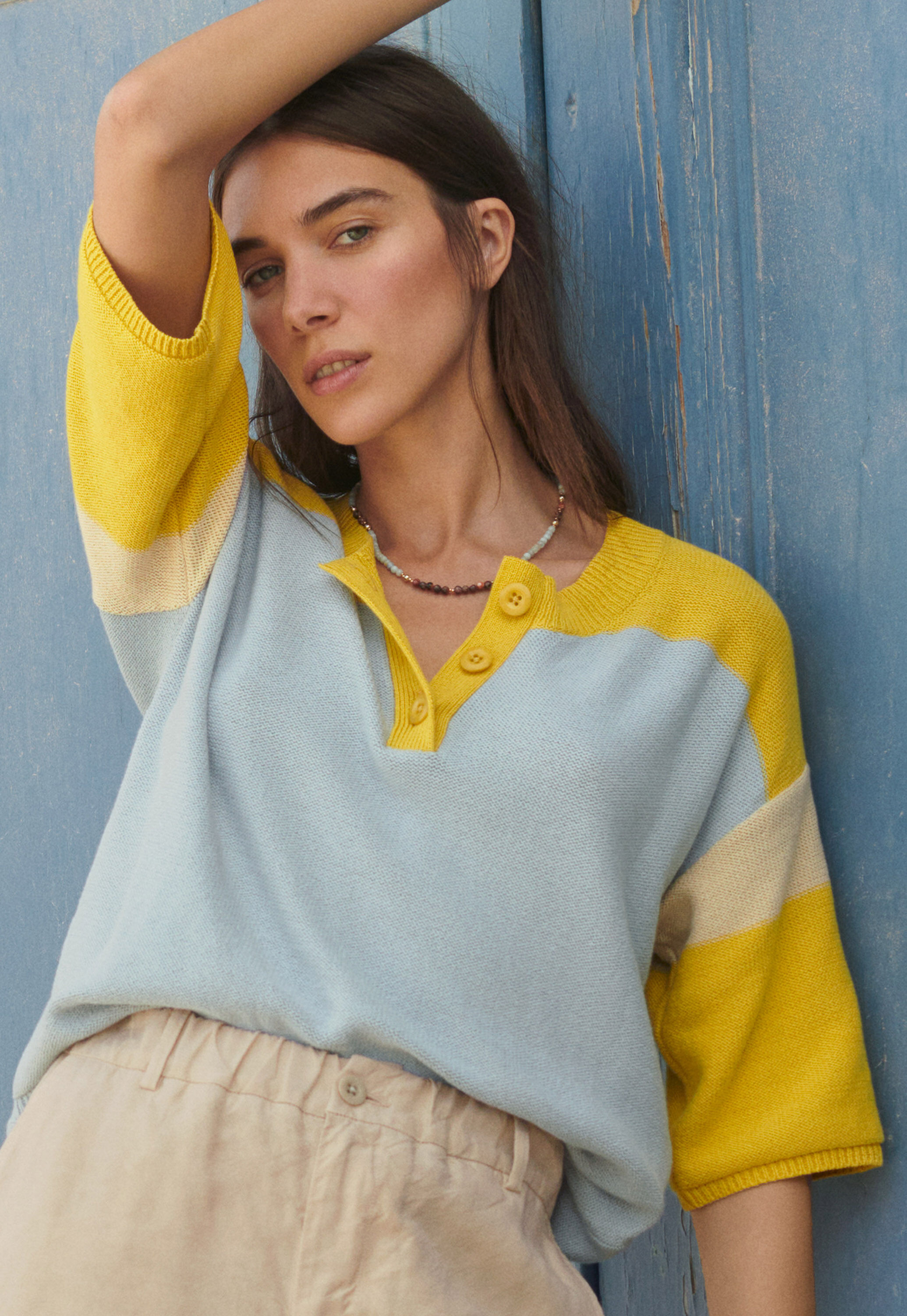 Lace-stitch sweater