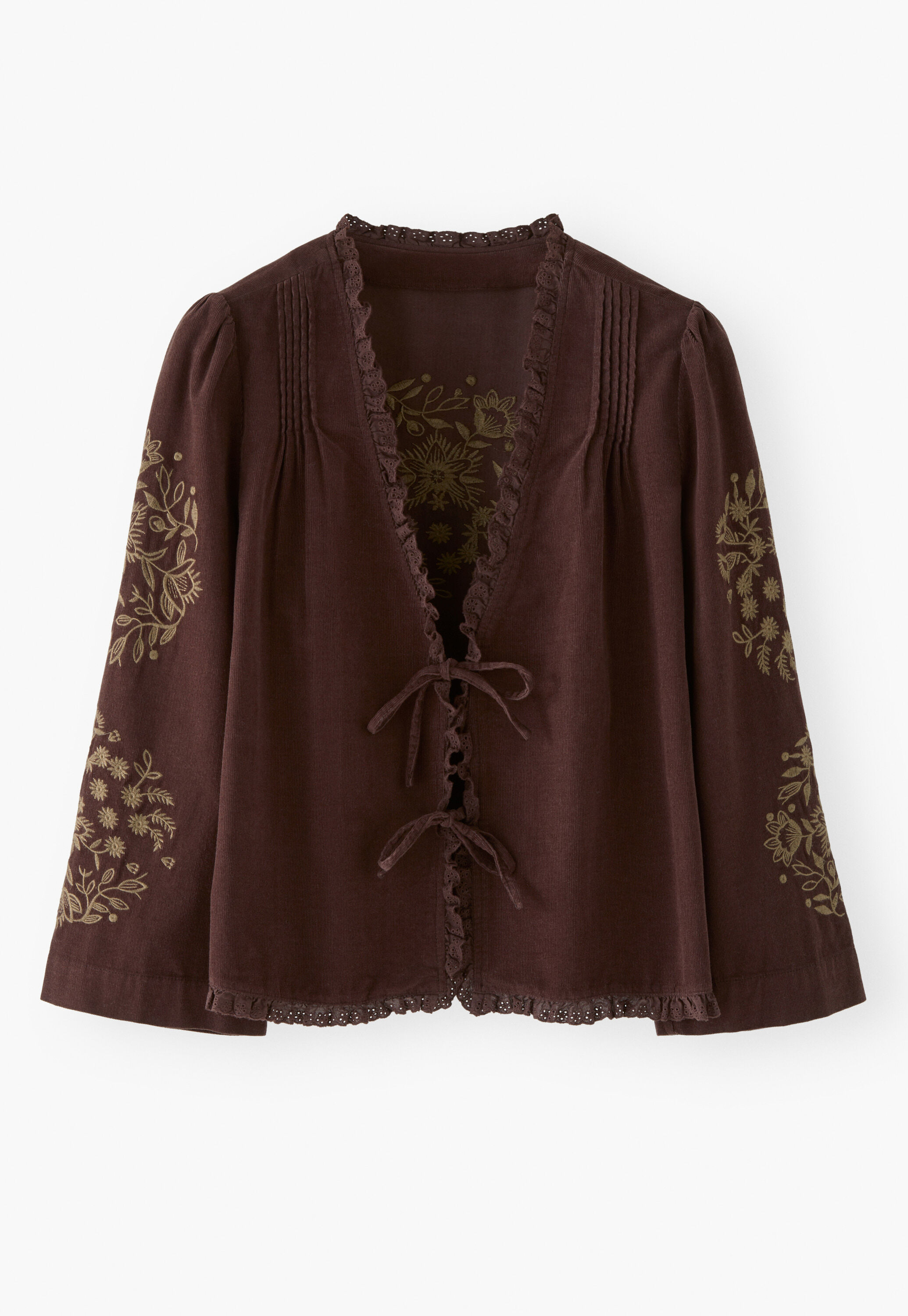 Tie-front cord top, Espresso, large