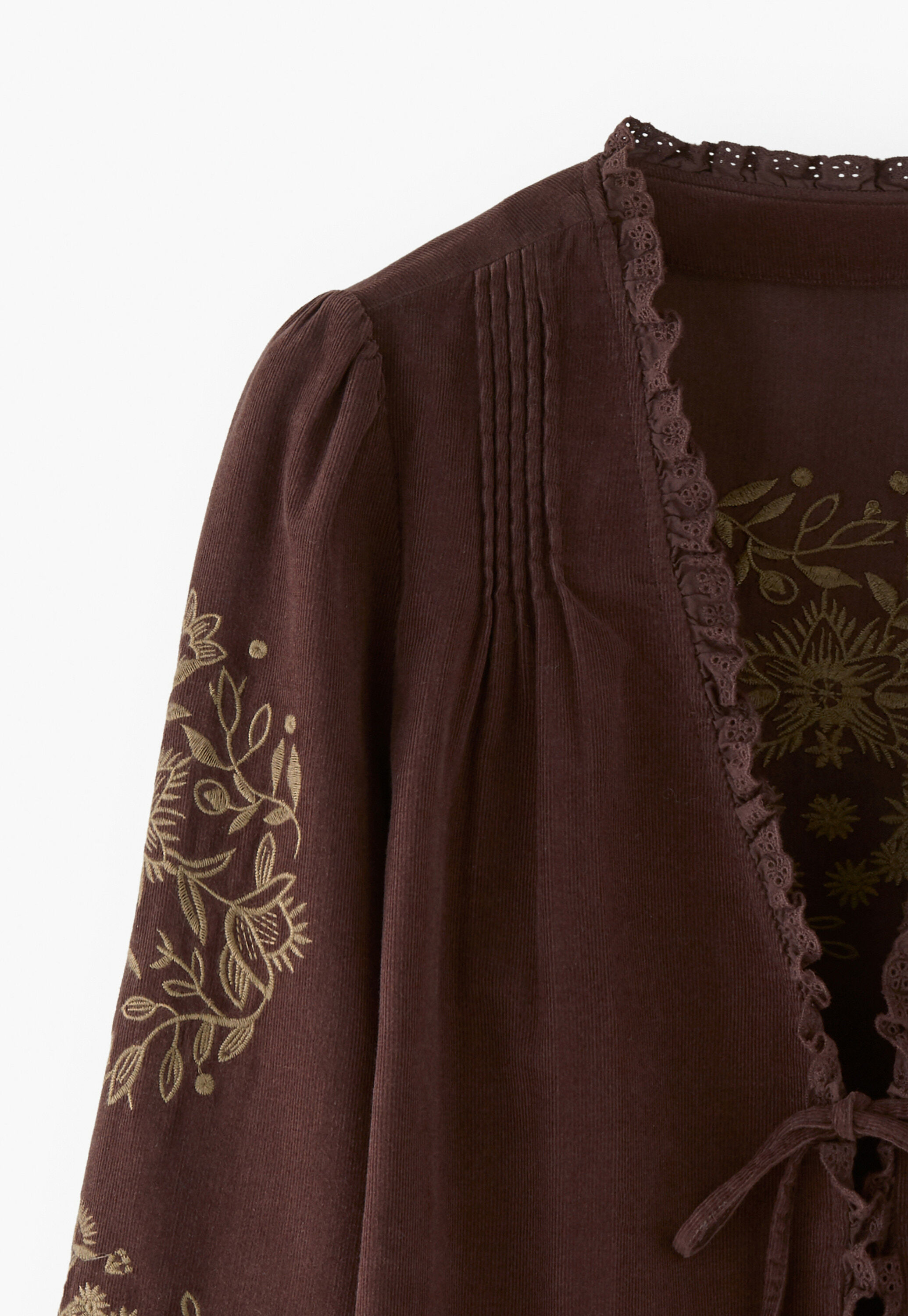 Tie-front cord top, Espresso, large