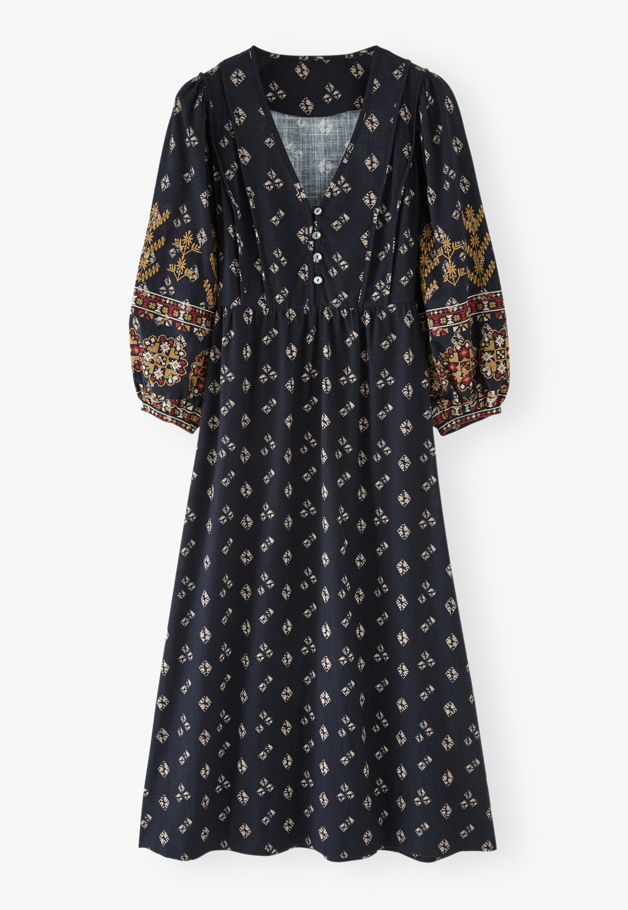 Embroidered printed dress