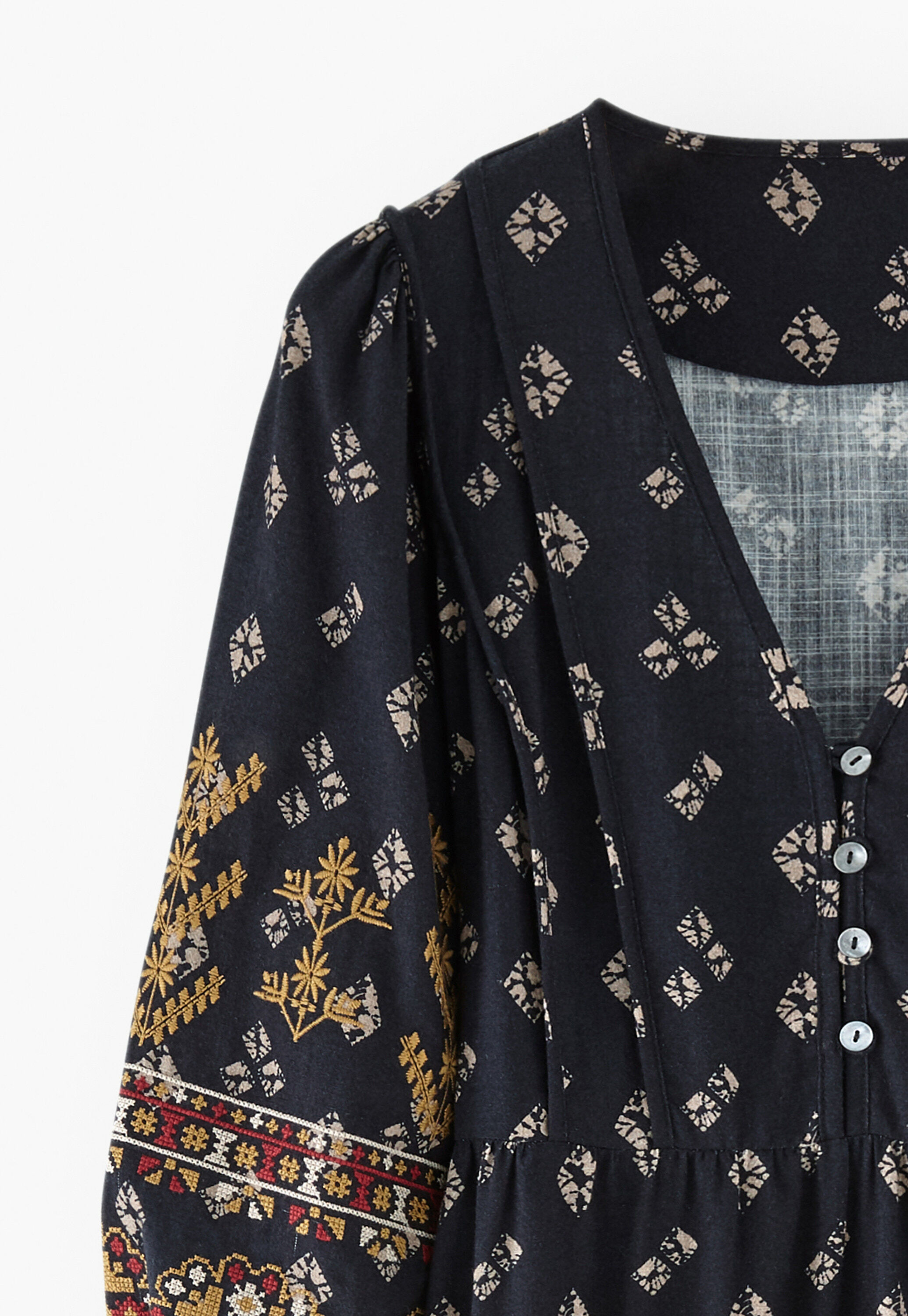 Embroidered printed dress