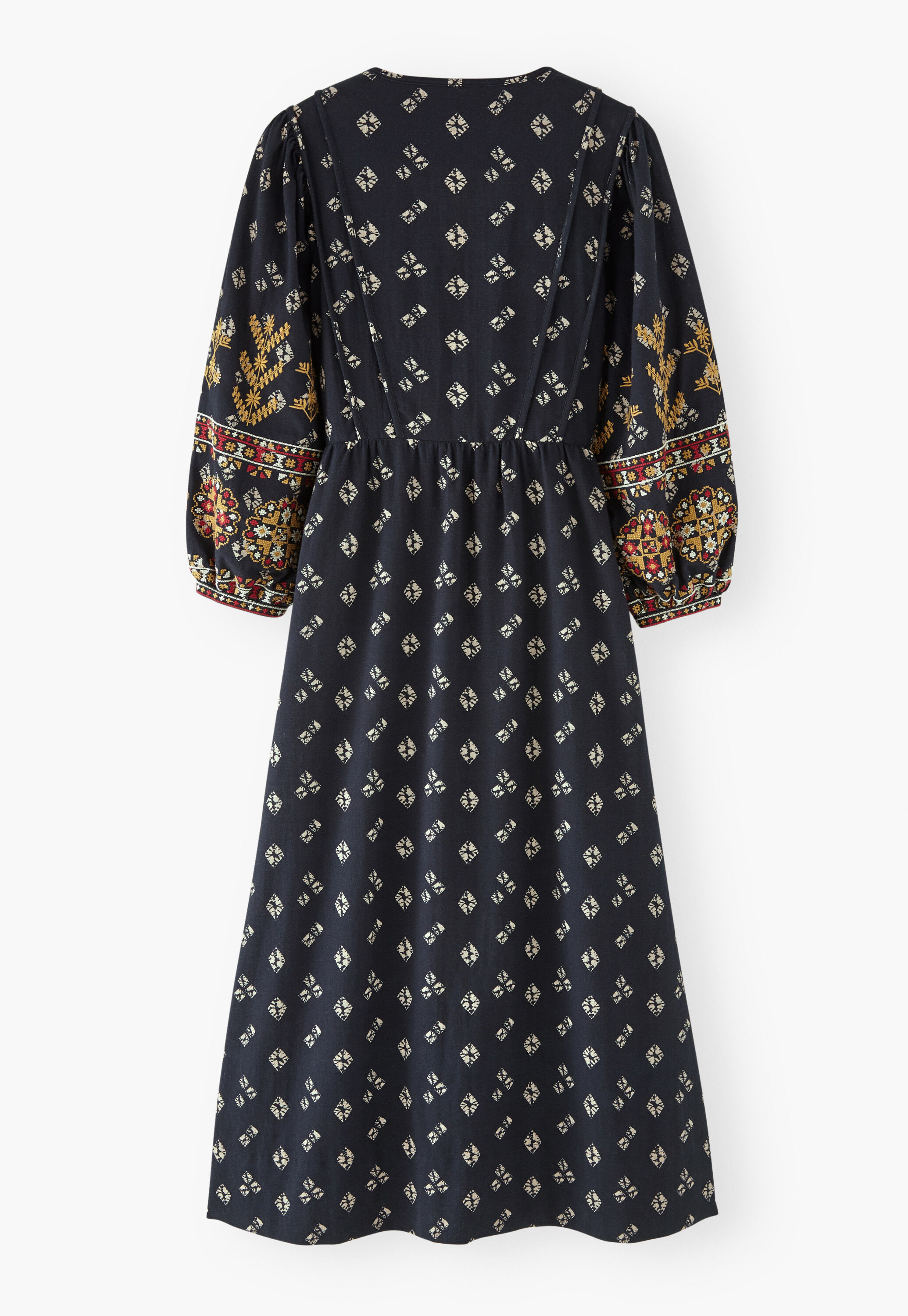 Embroidered printed dress