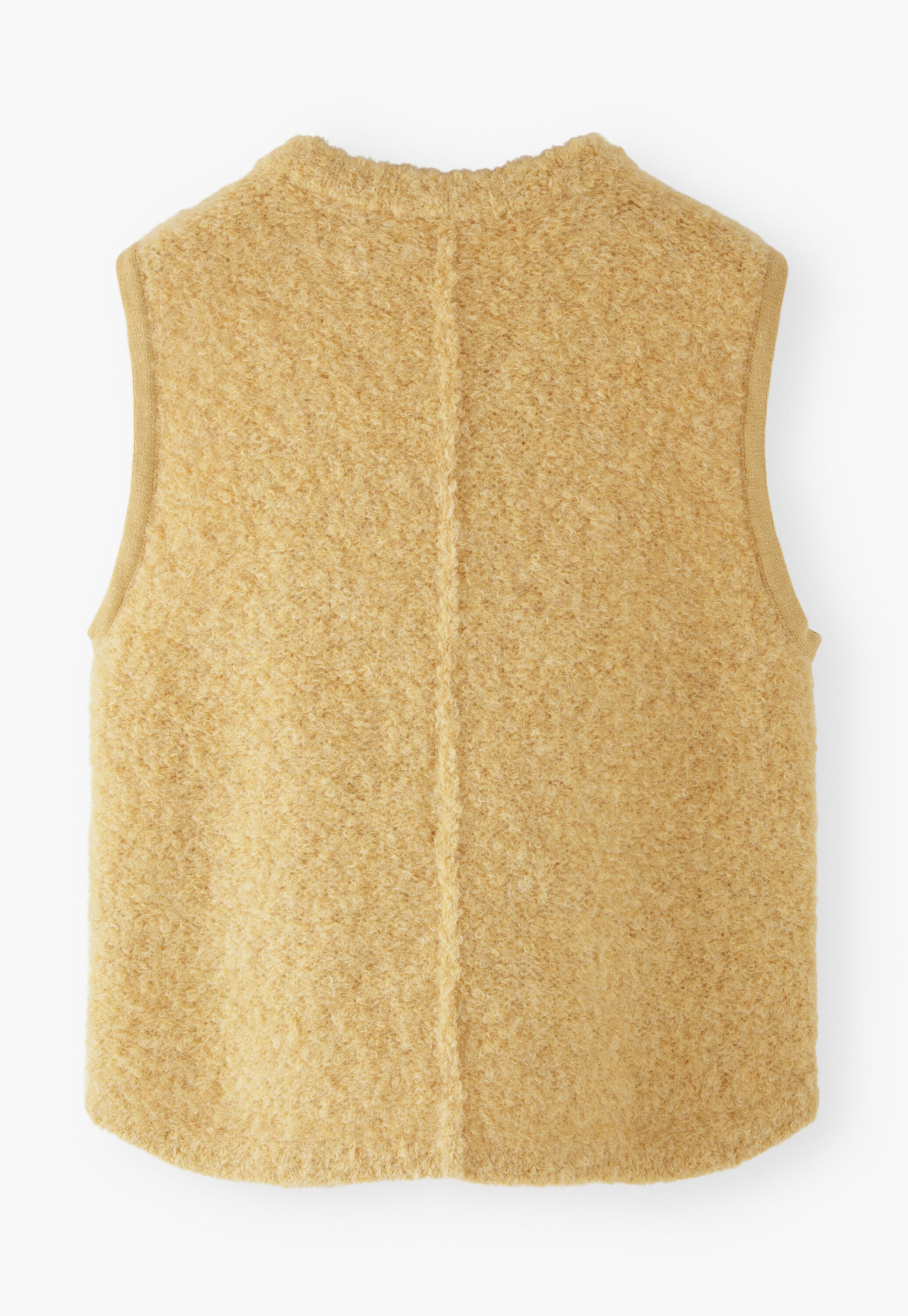 Boucl&eacute; knitted gilet, Sand yellow, large