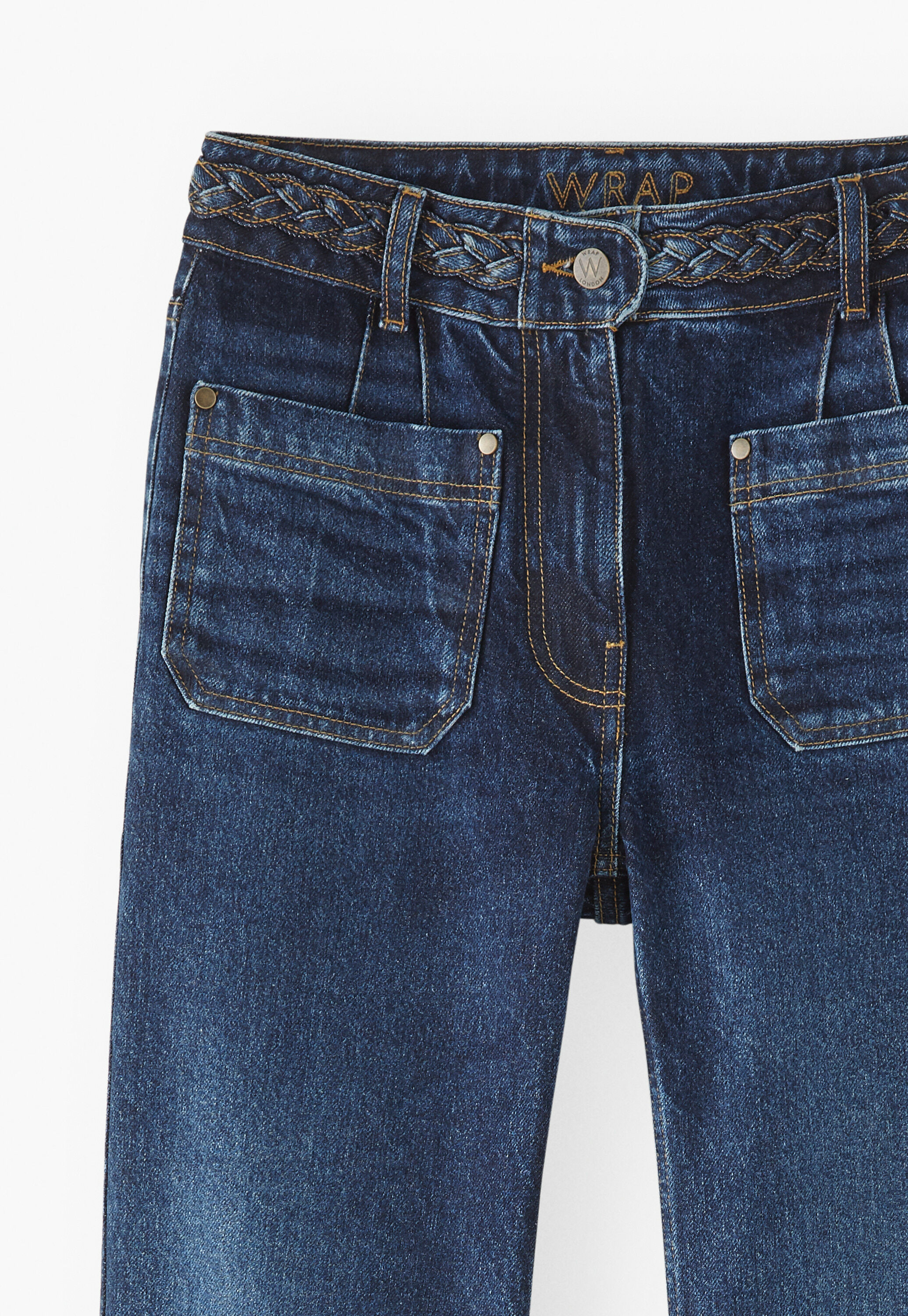 Mixed-wash flared jeans