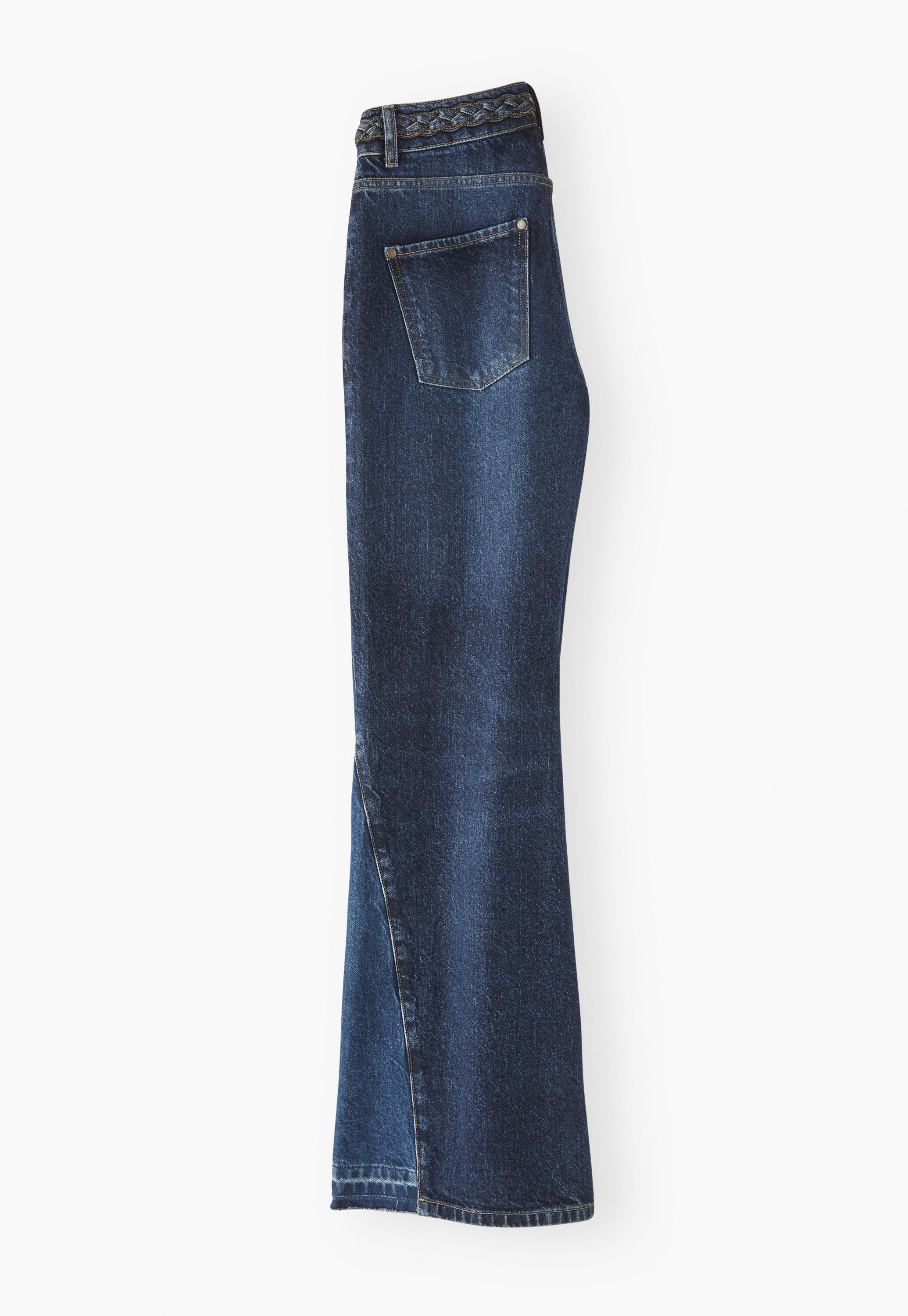 Mixed-wash flared jeans