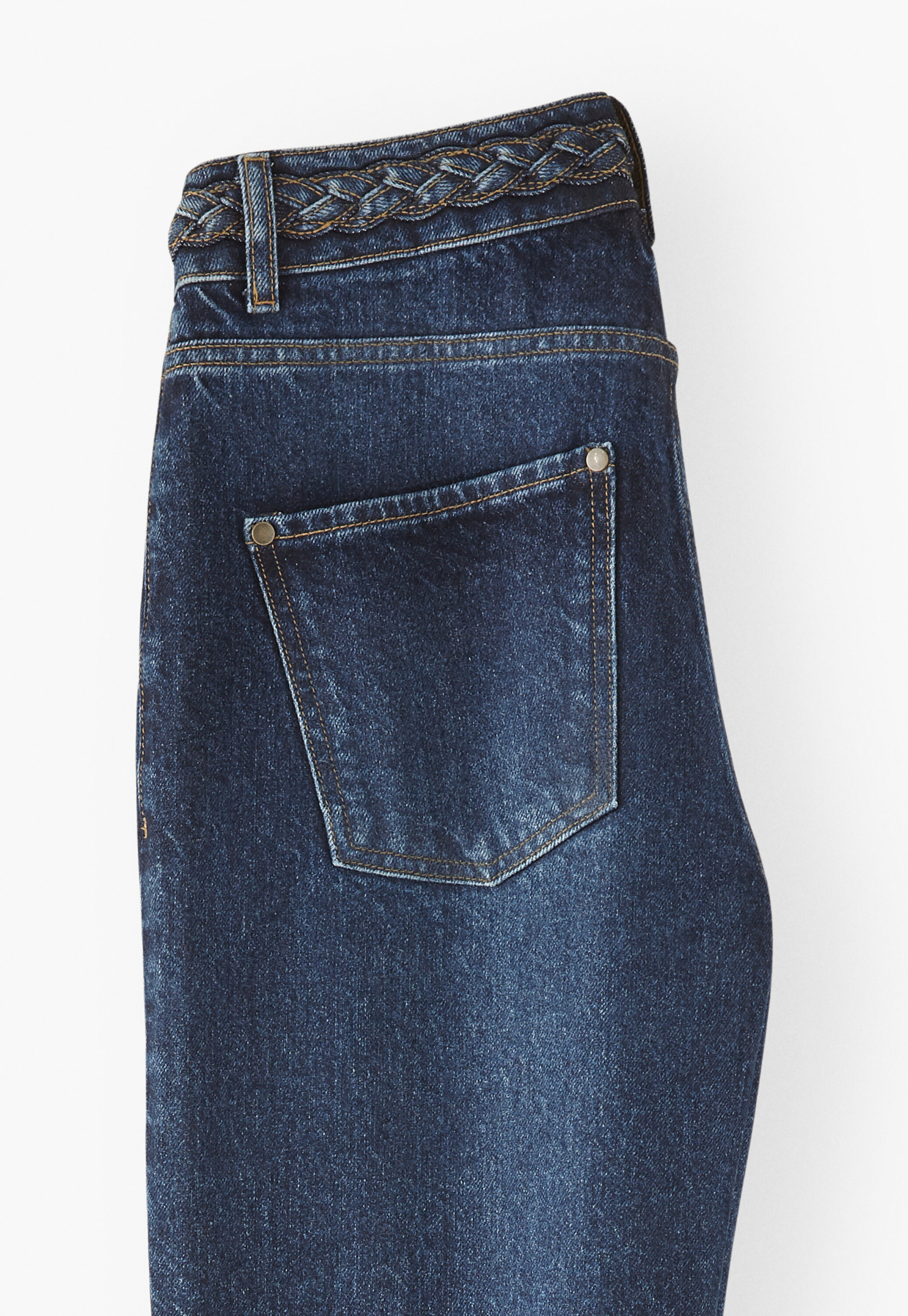 Mixed-wash flared jeans