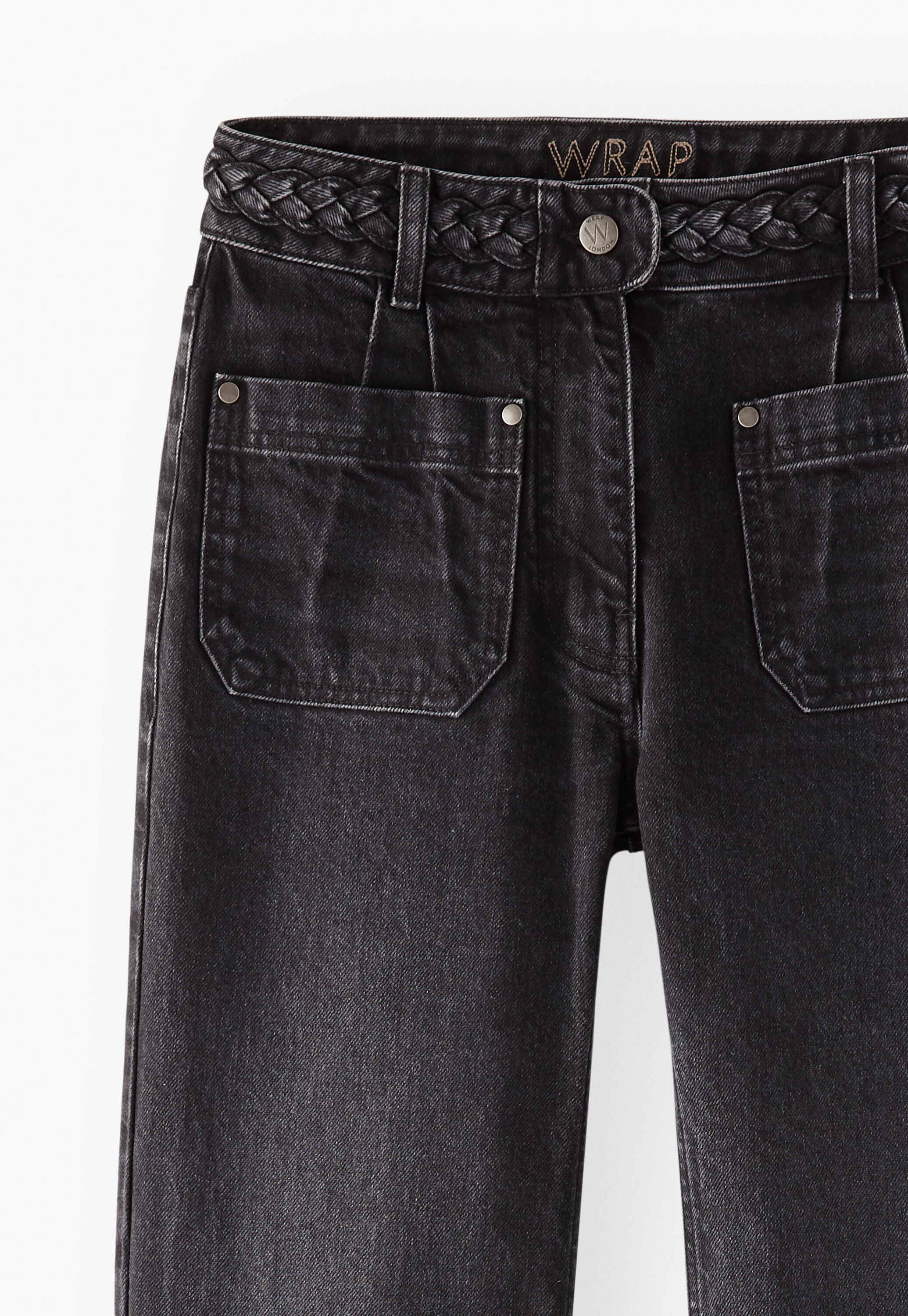 Mixed-wash flared jeans, Washed black, large