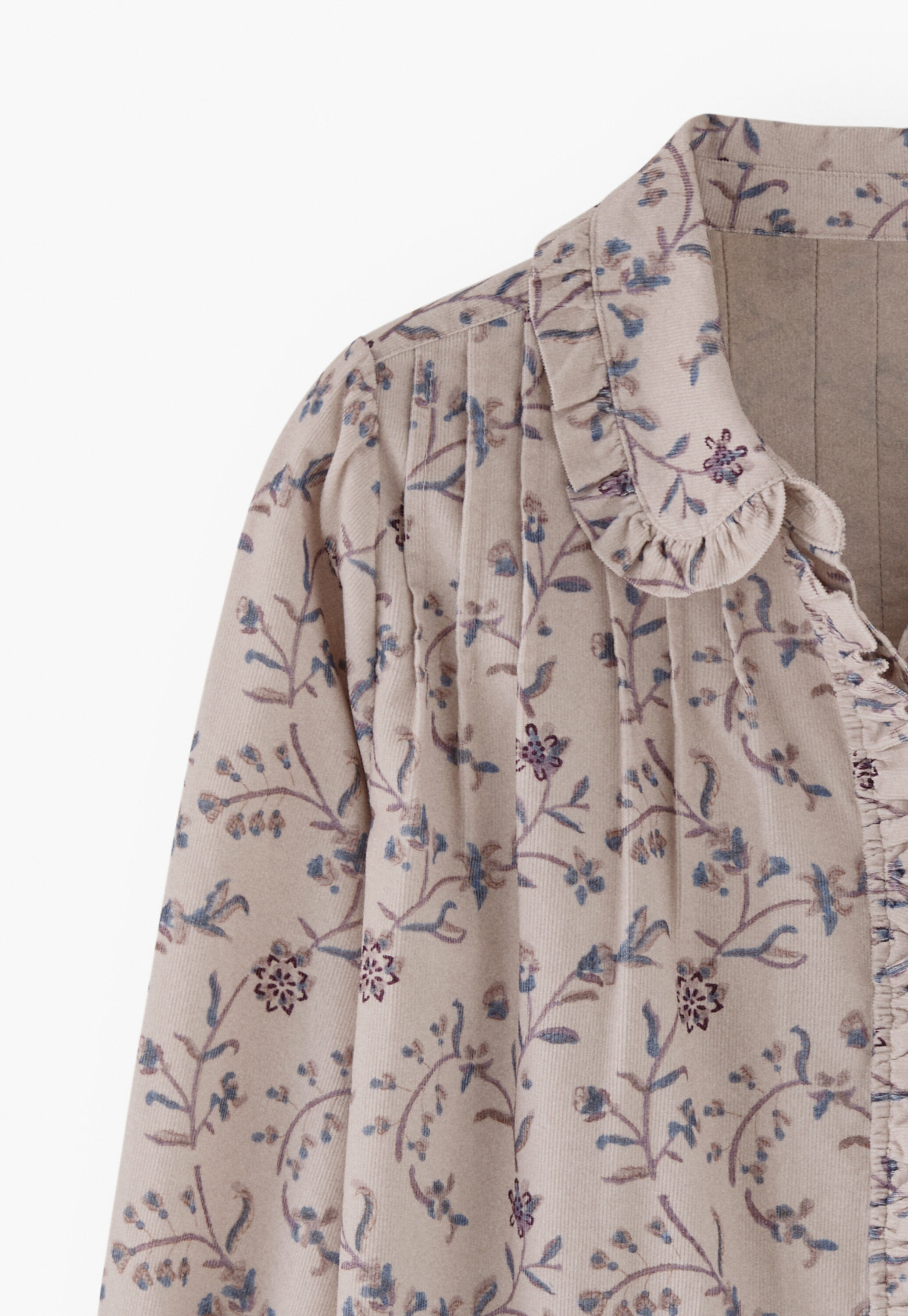 Printed pleated cord blouse