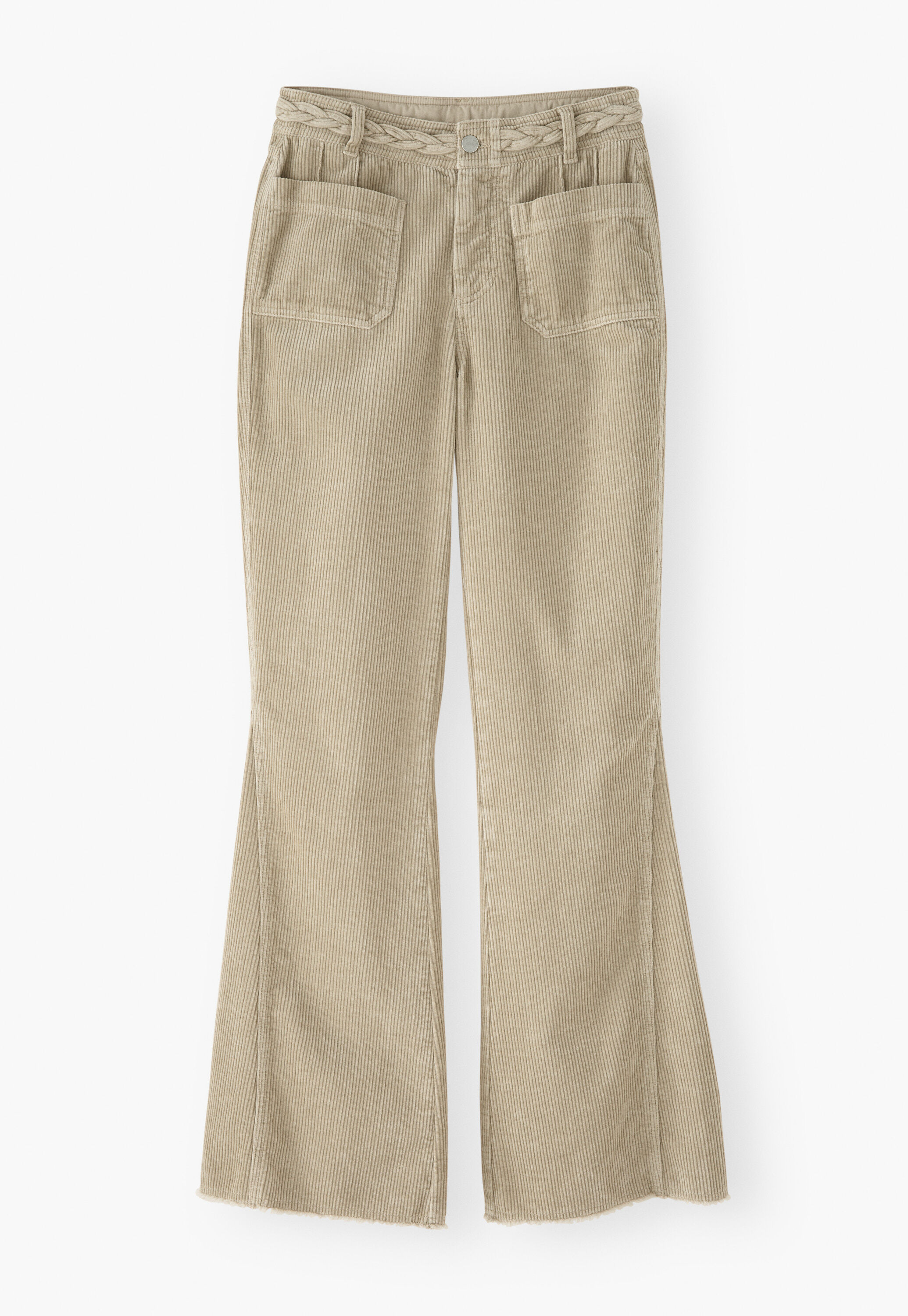 Plait-detail cord trousers