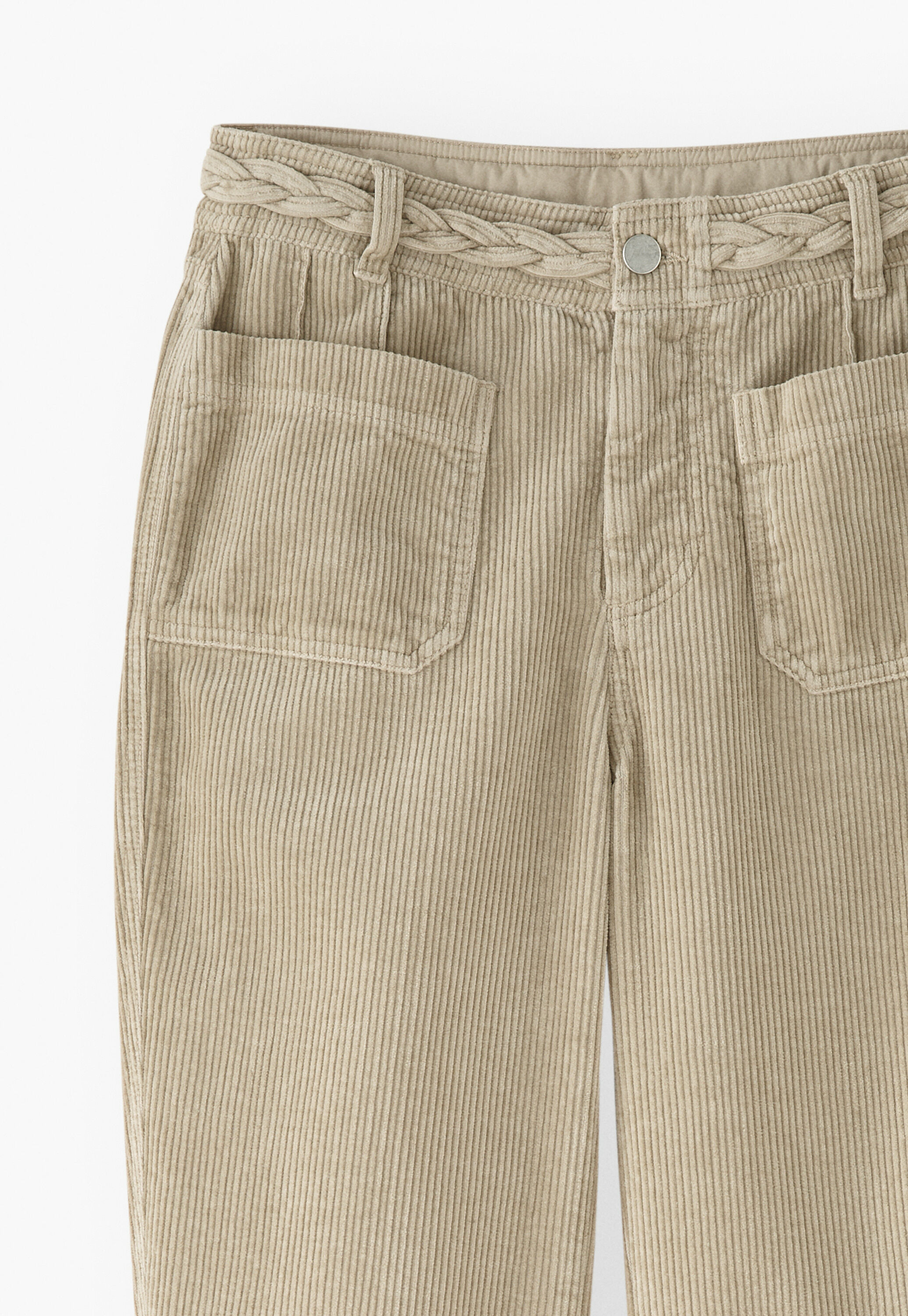 Plait-detail cord trousers