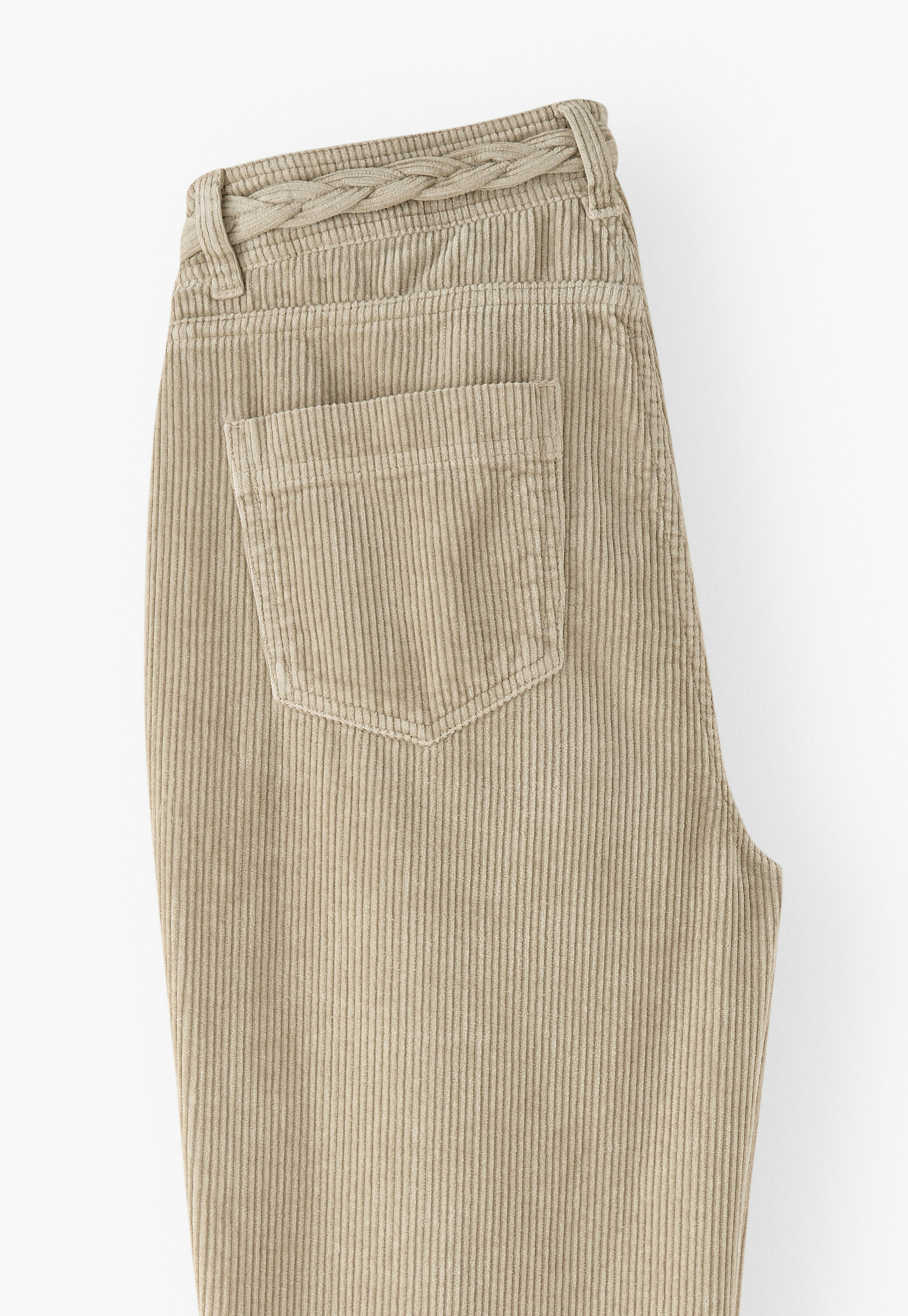 Plait-detail cord trousers