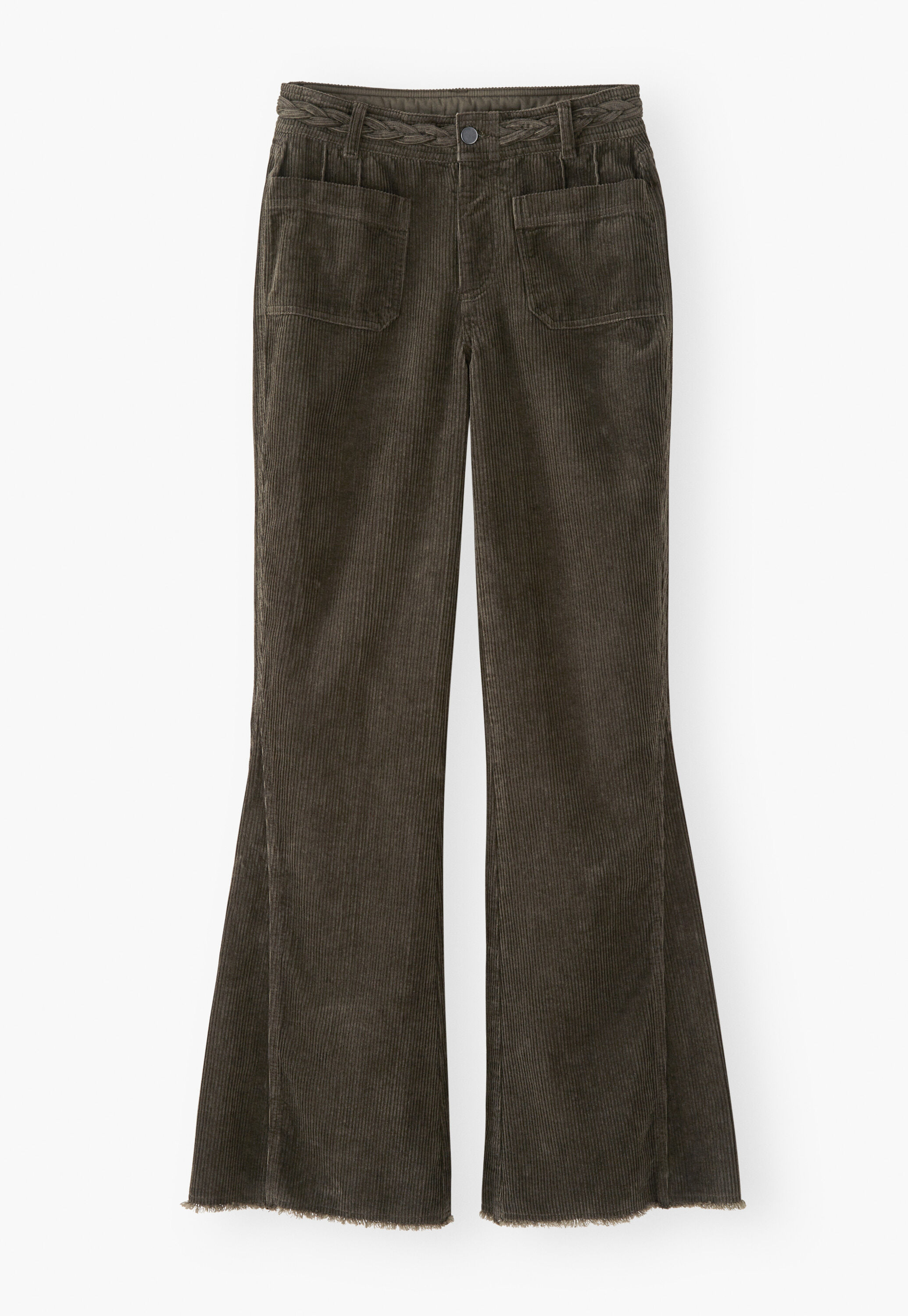 Plait-detail cord trousers