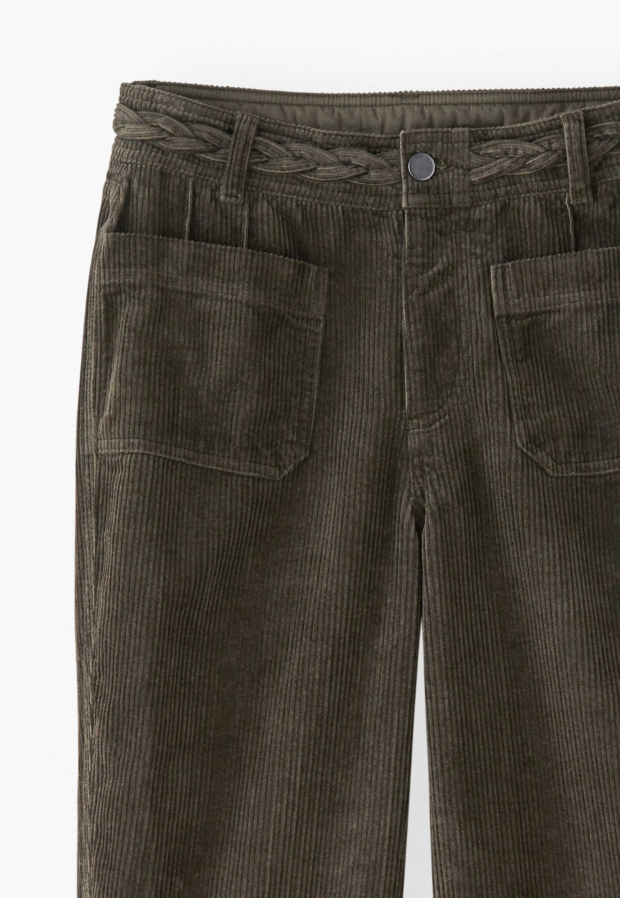 Plait-detail cord trousers