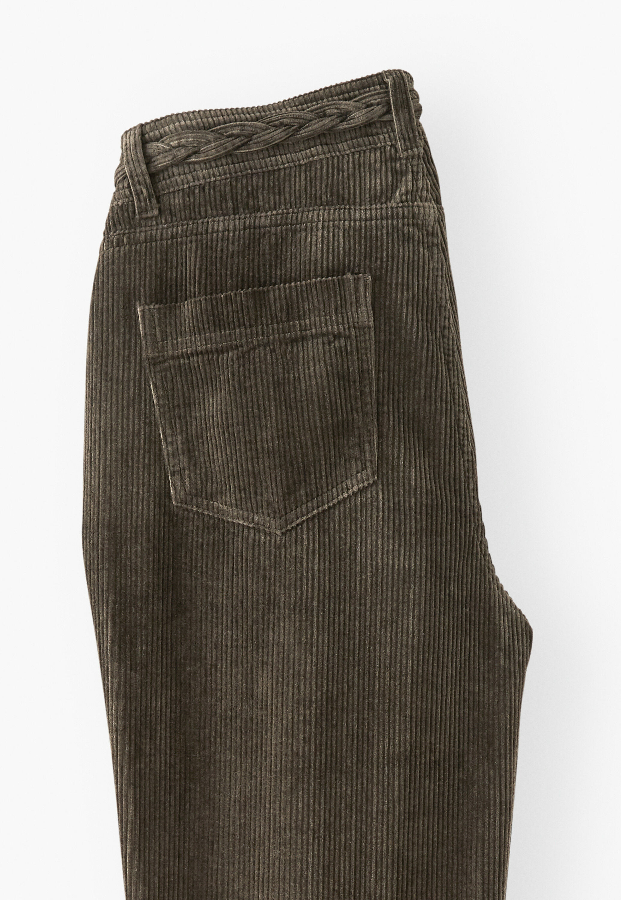 Plait-detail cord trousers