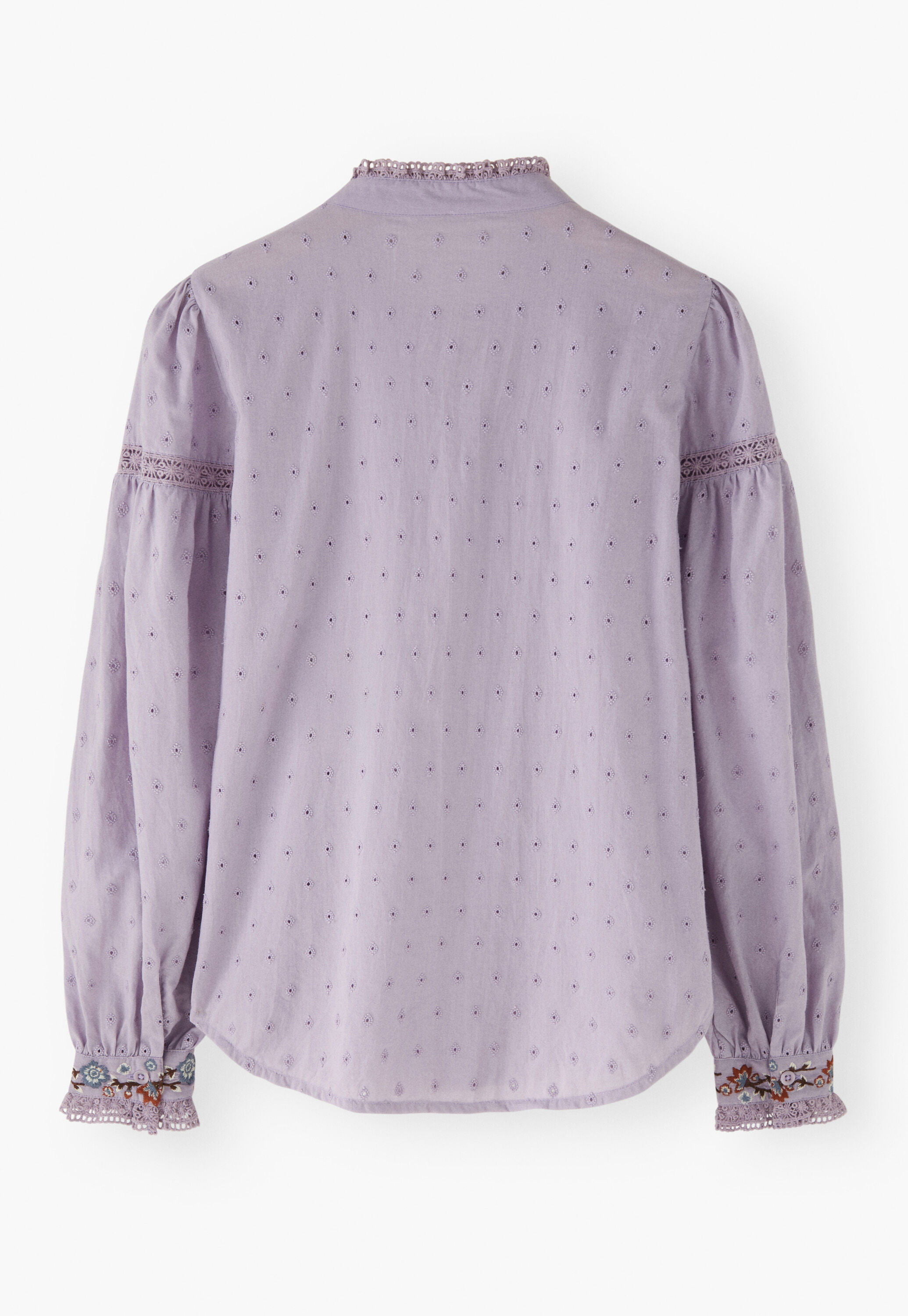 Embroidered broderie blouse, Lavender, large