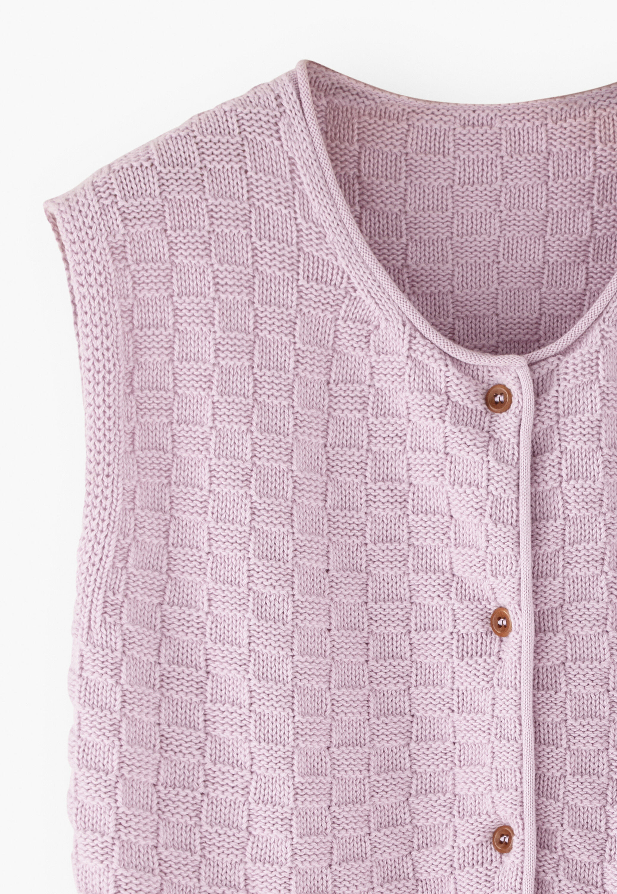 Basket-stitch sleeveless sweater