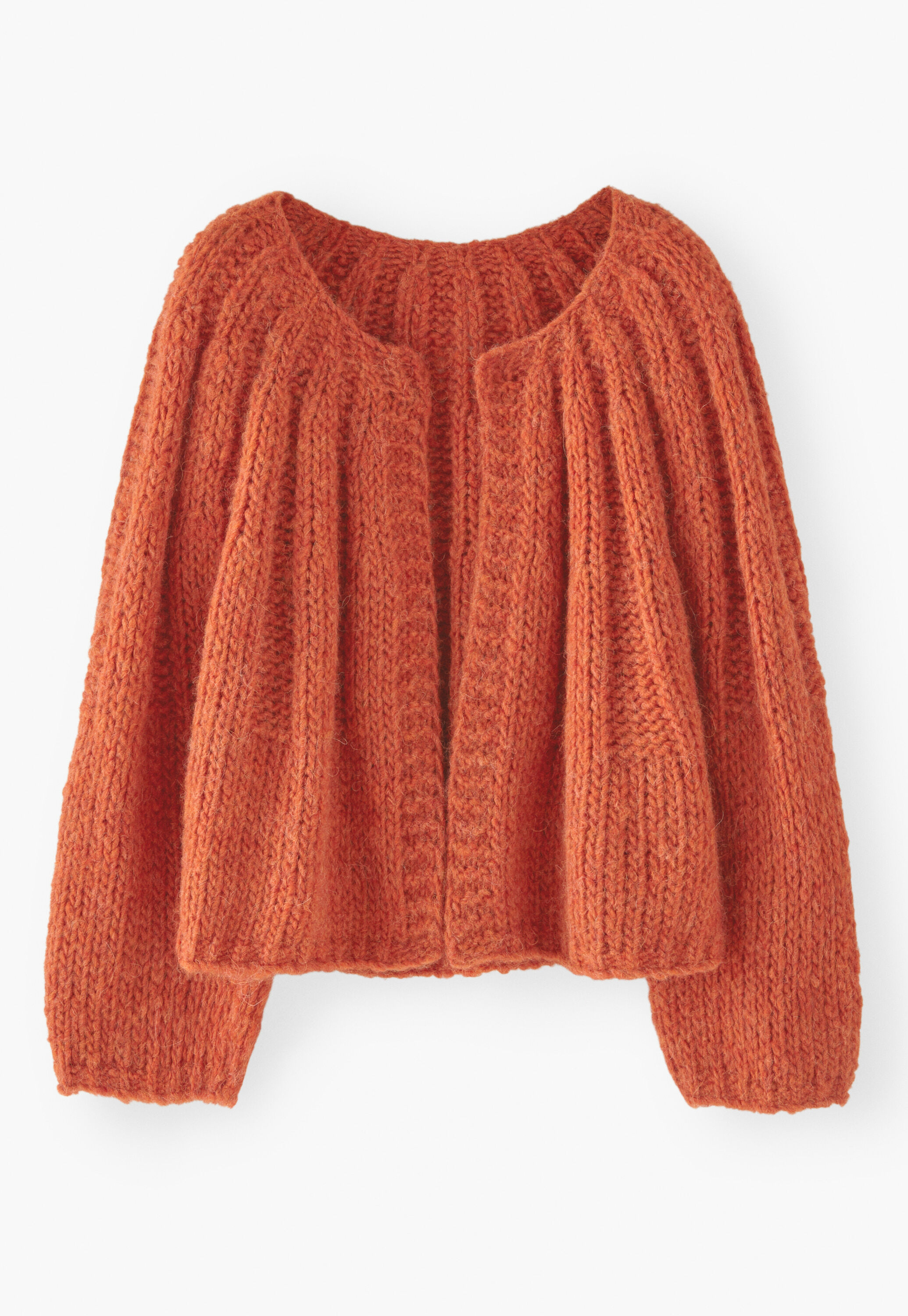 Hand-knit cardigan, Chilli orange, large
