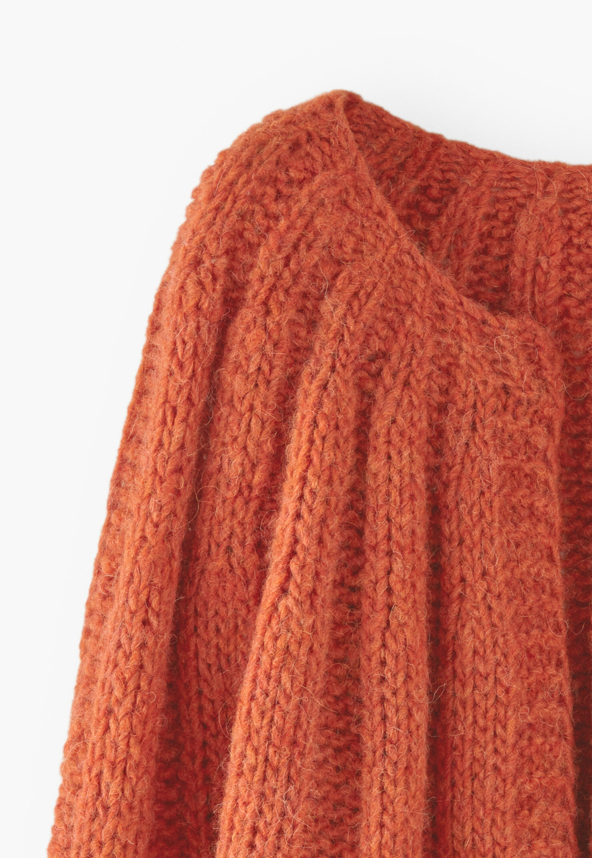 Hand-knit cardigan, Chilli orange, large