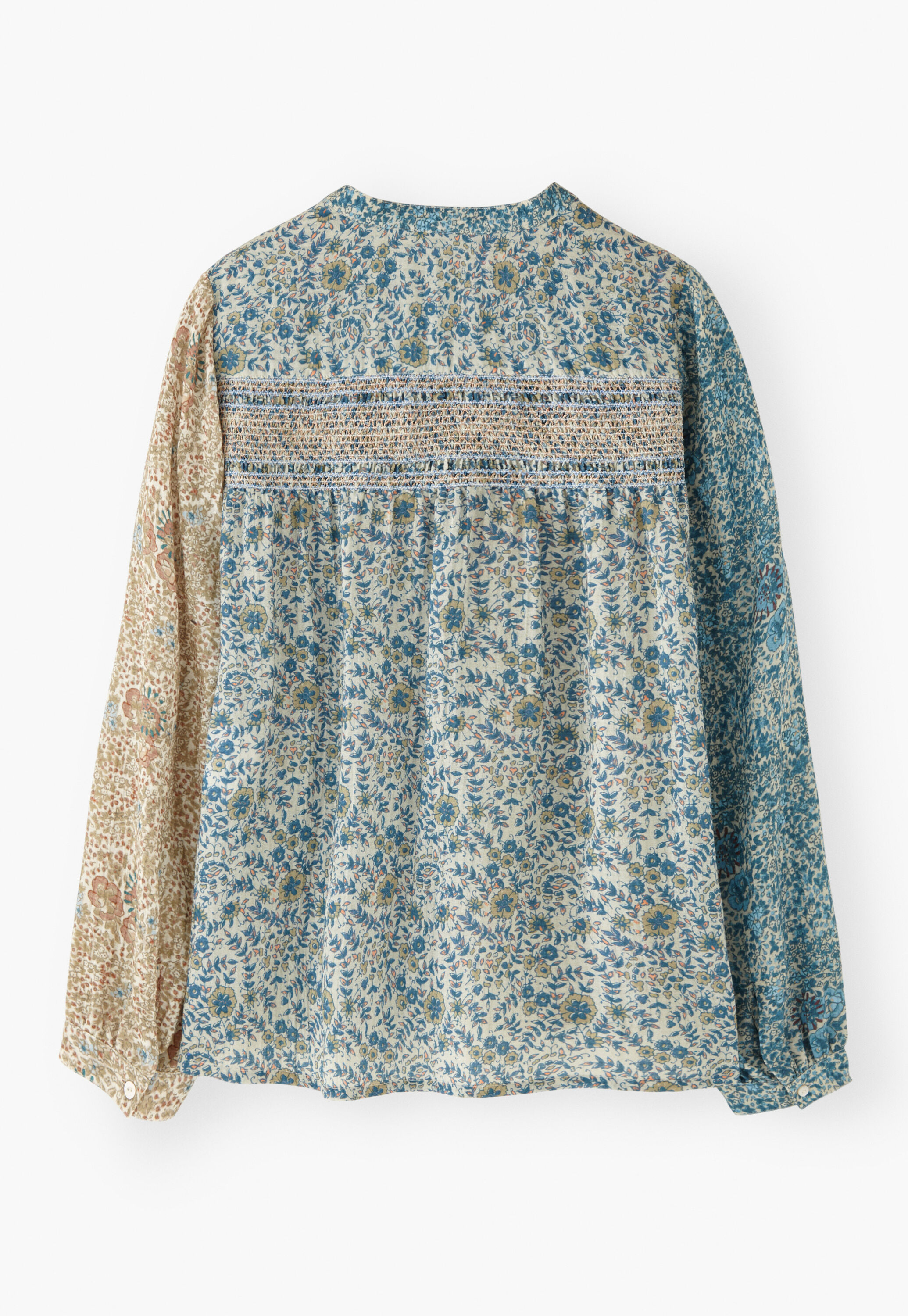 Printed shirring blouse
