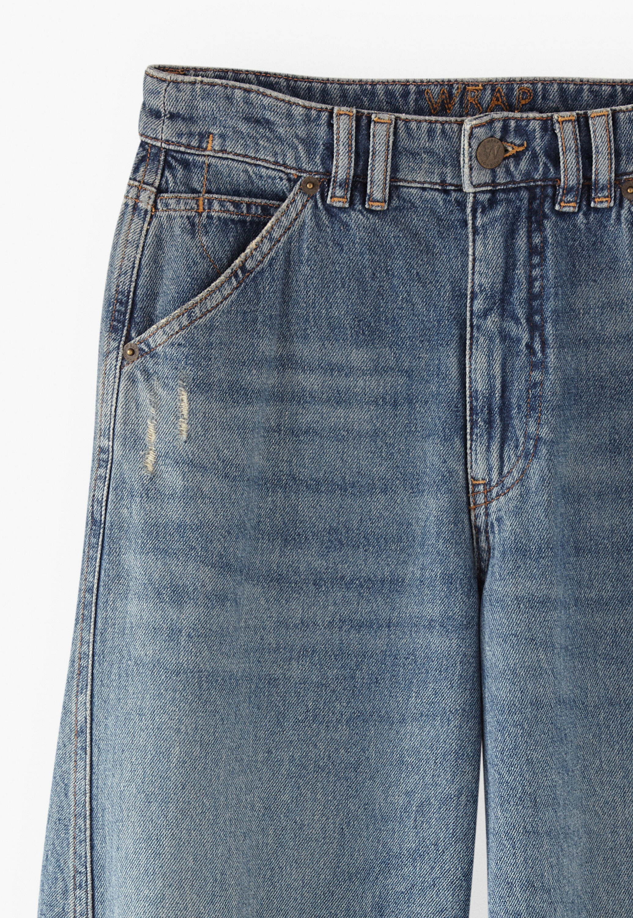 Seam-detailed jeans, Mid wash, large