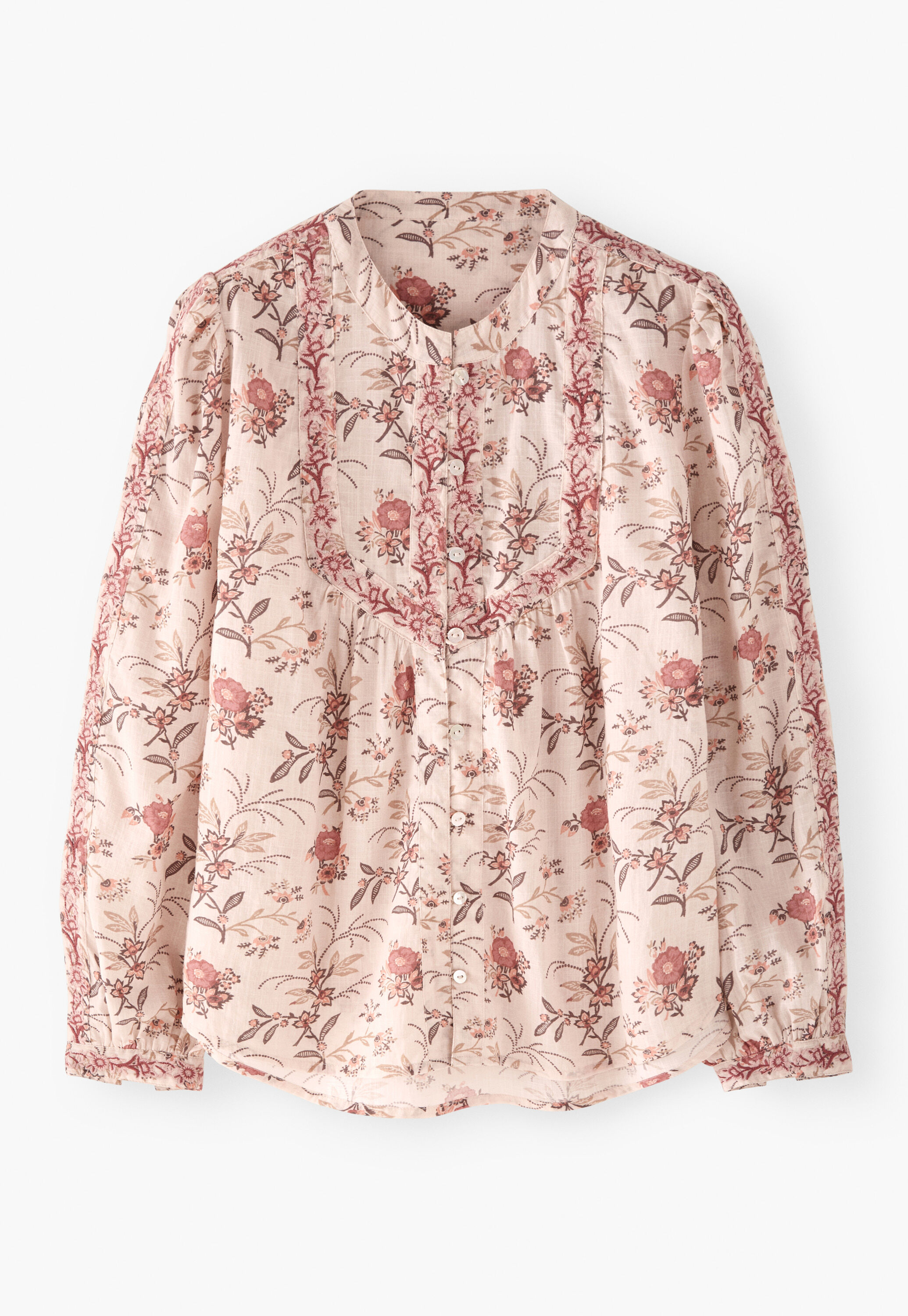Embroidered printed blouse, Blush rose, large