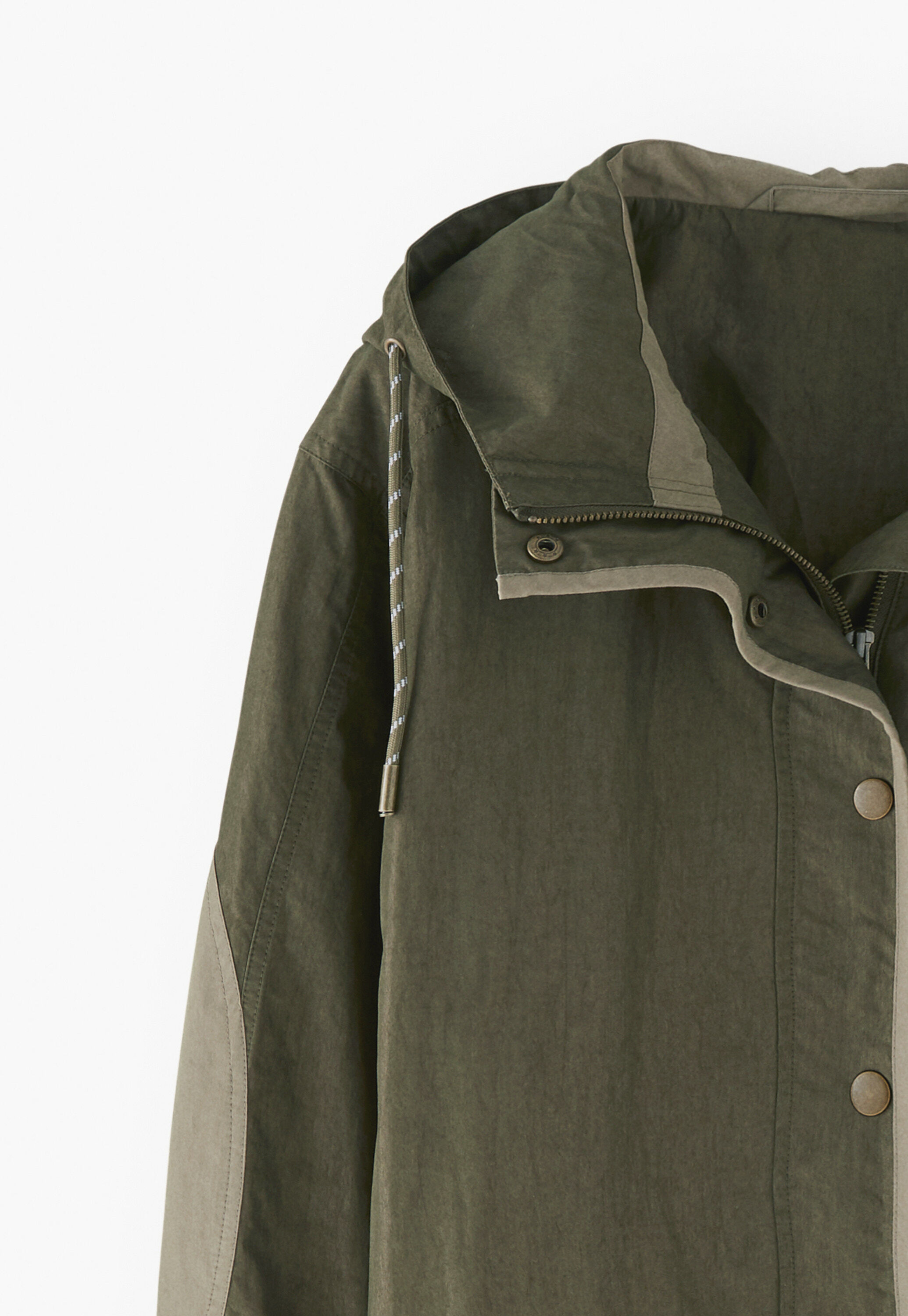 Panelled rain parka