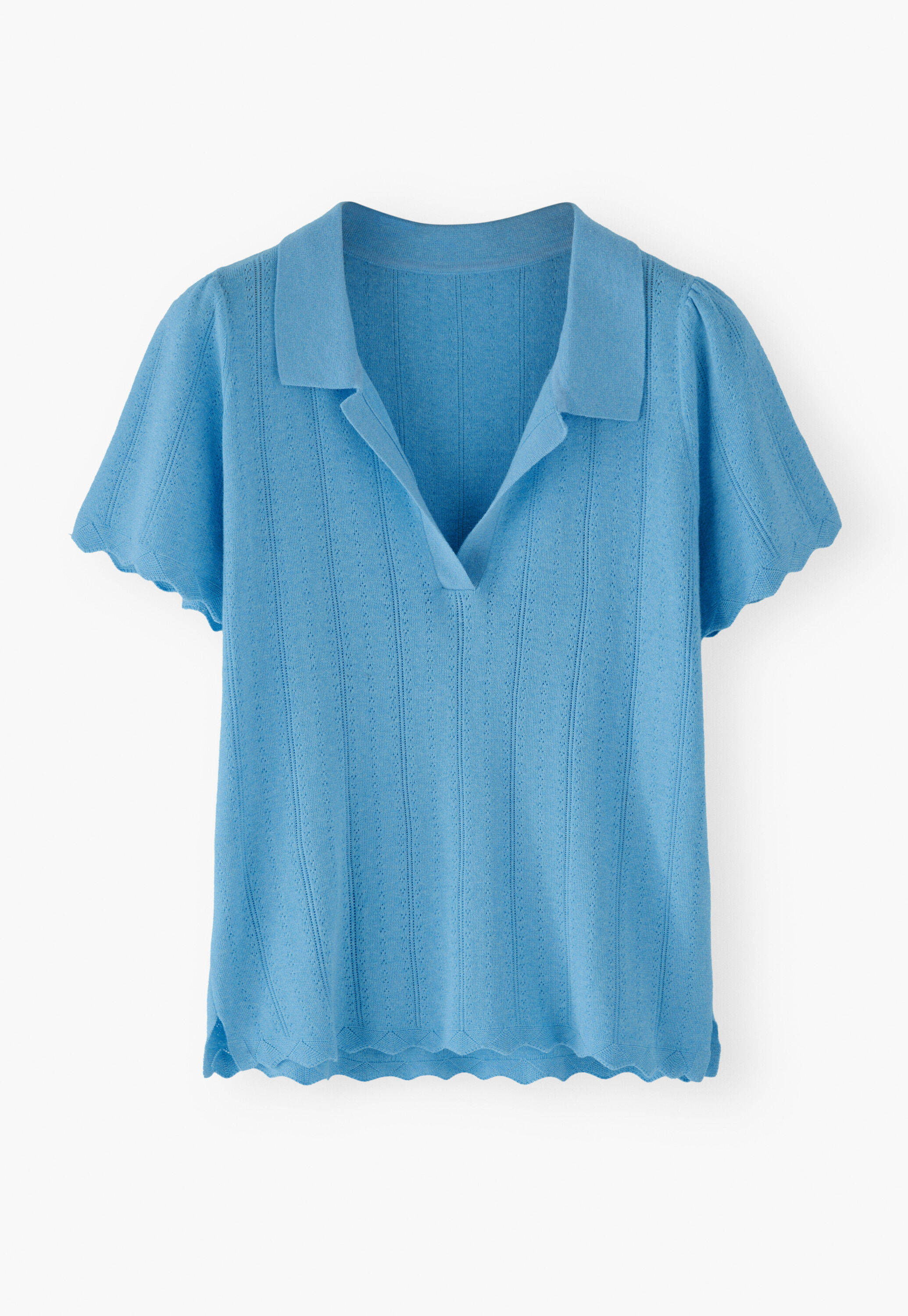 Pointelle-stitch collared sweater
