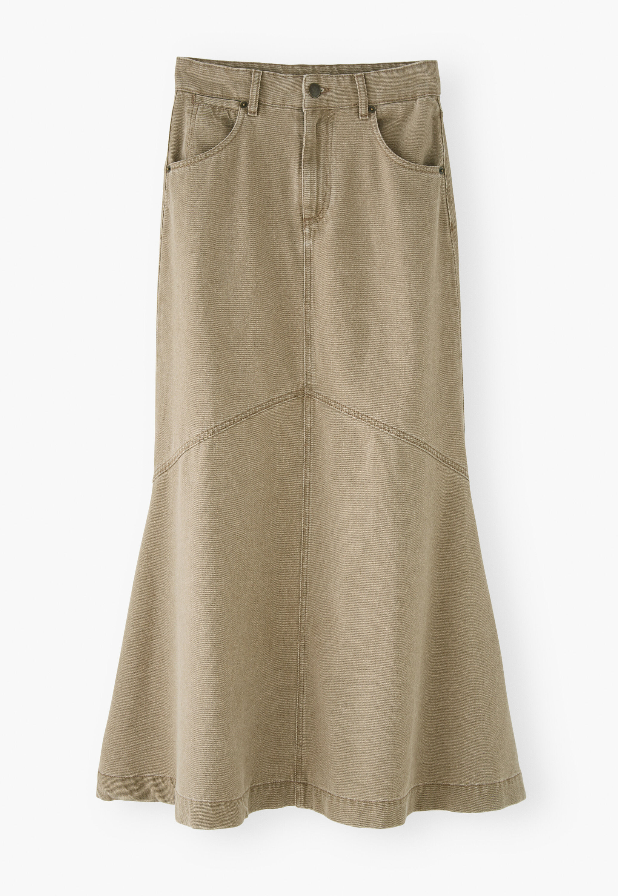 A-Line denim skirt, Dark olive, large