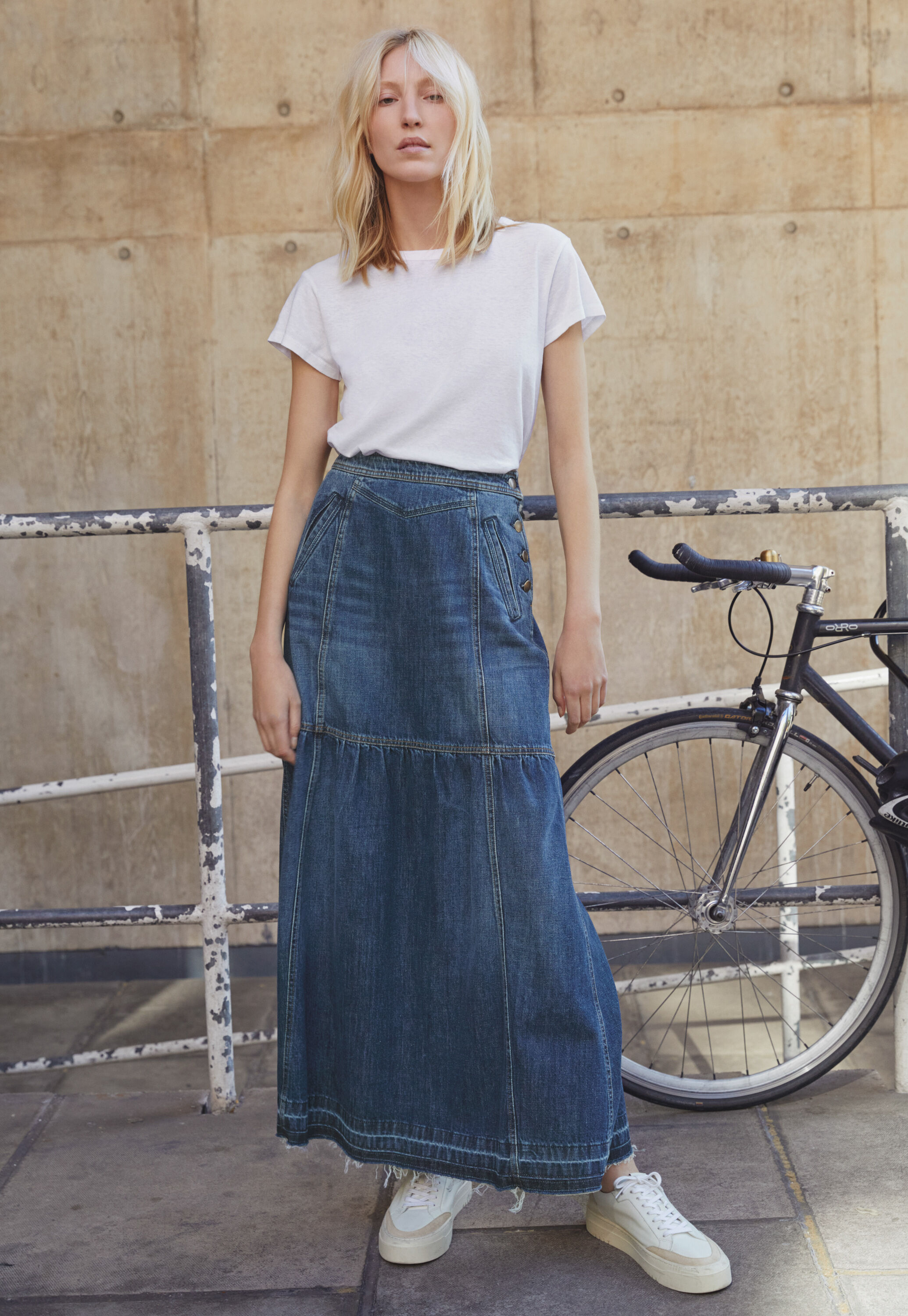 Denim maxi-skirt