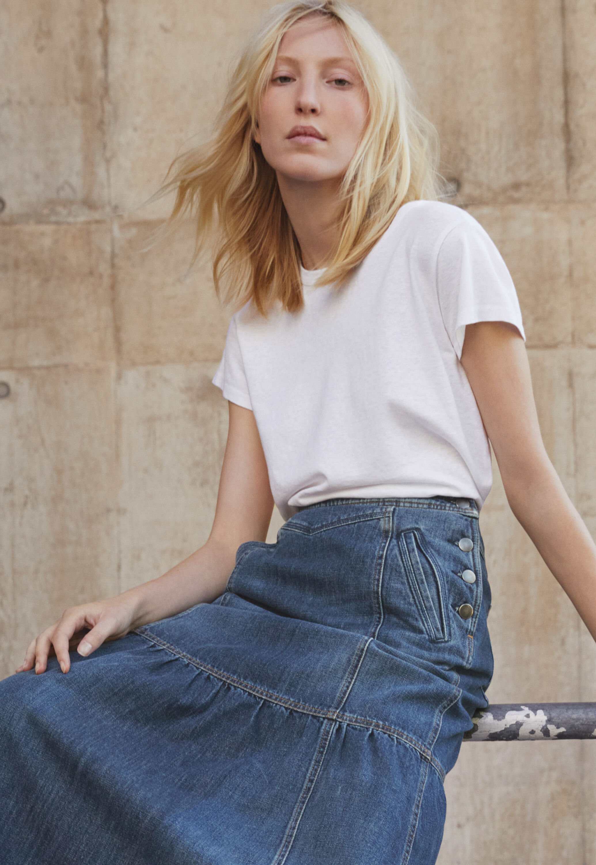 Denim maxi-skirt