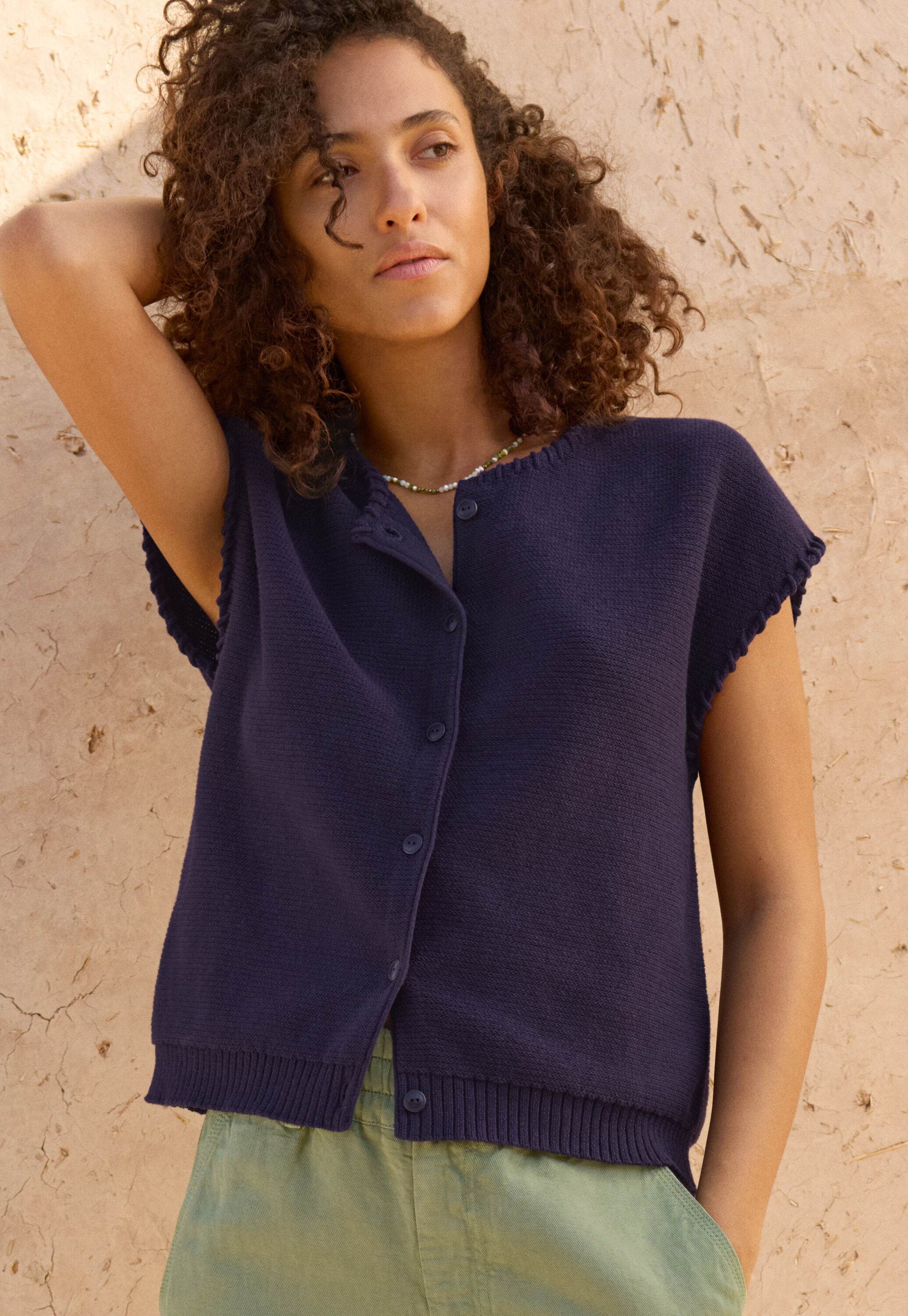 Button-front sweater