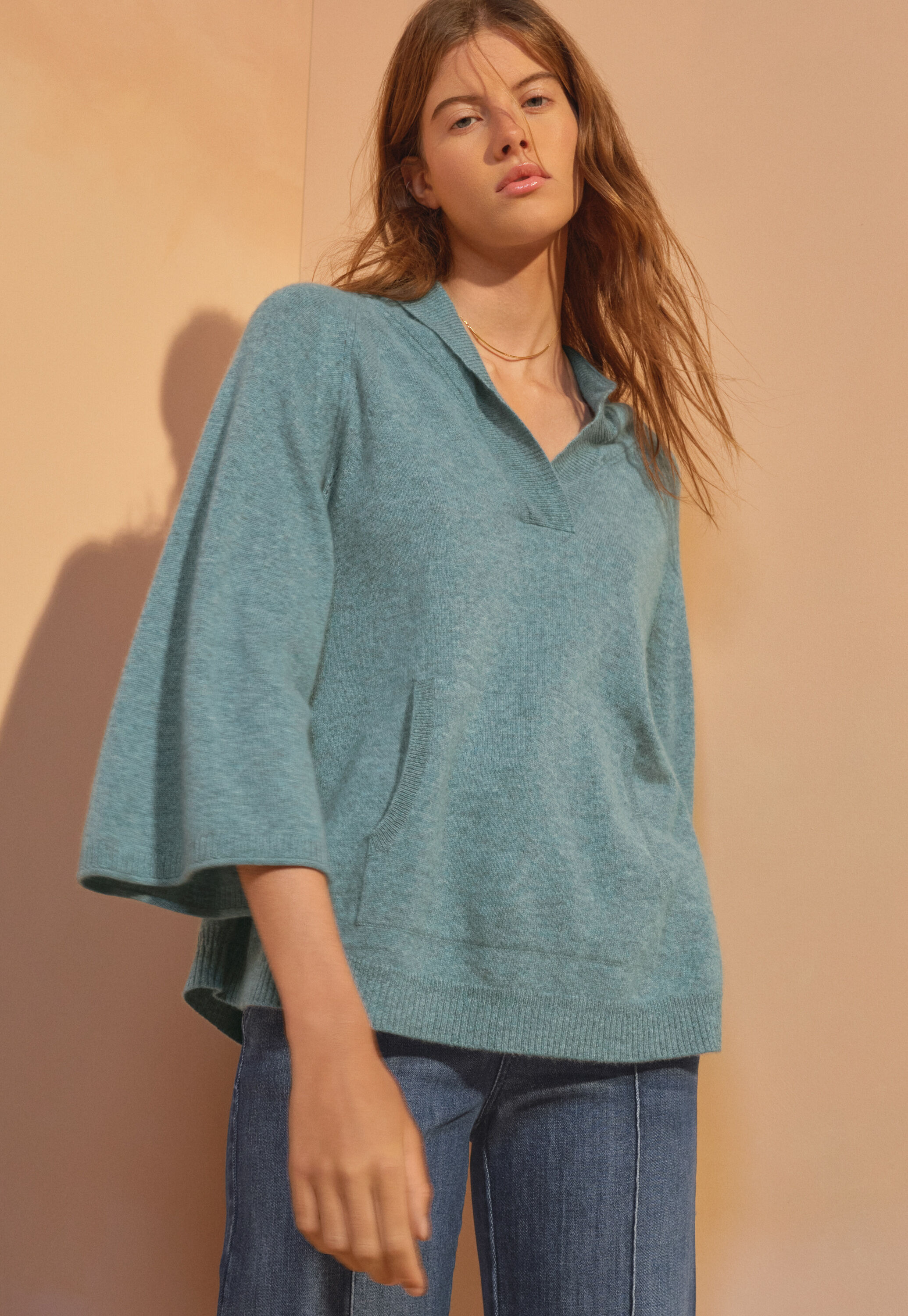 Lace-stitch sweater