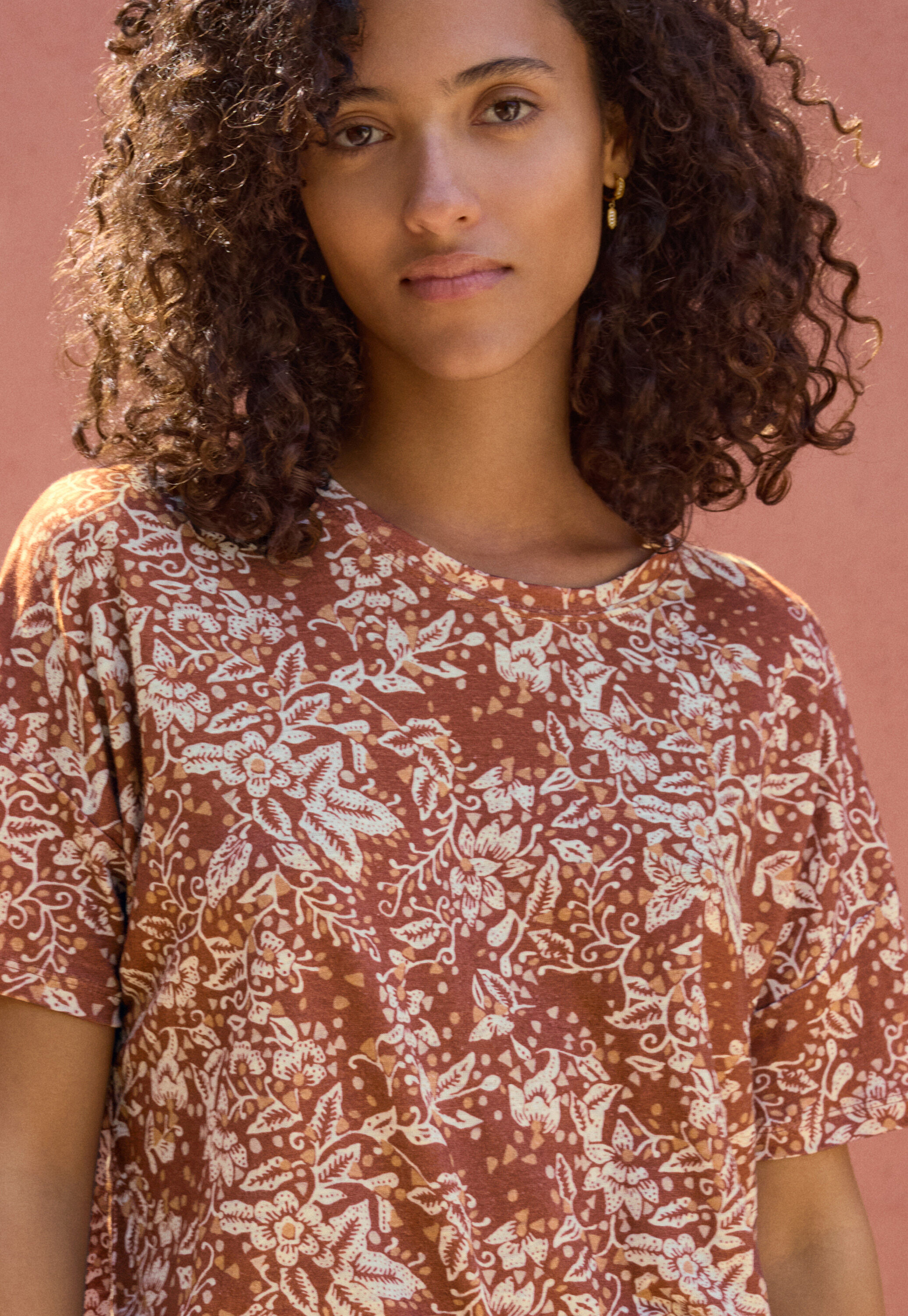 Printed T-shirt, Rust, large
