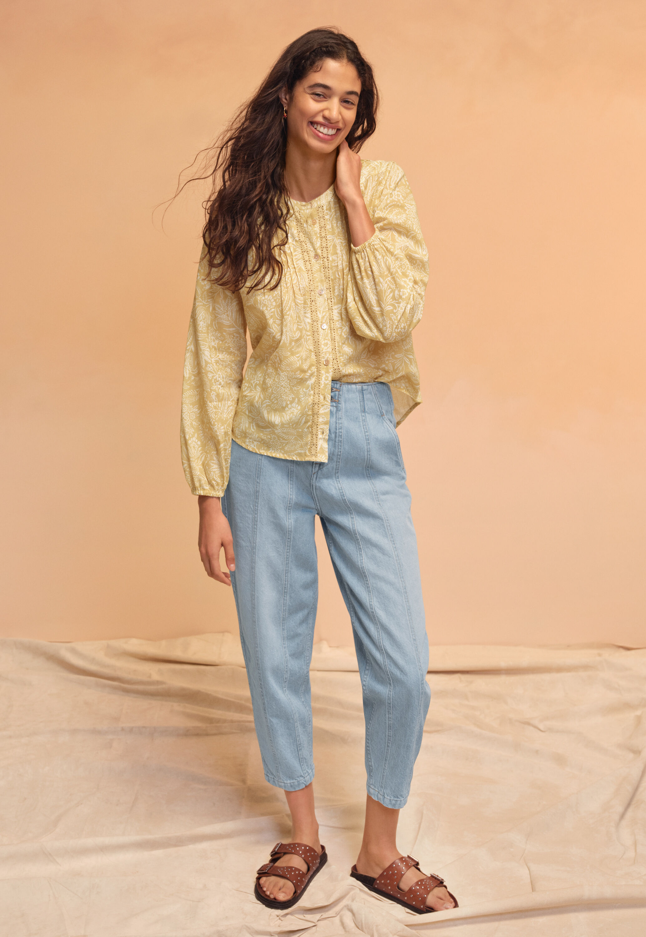 Wide-leg cord trousers