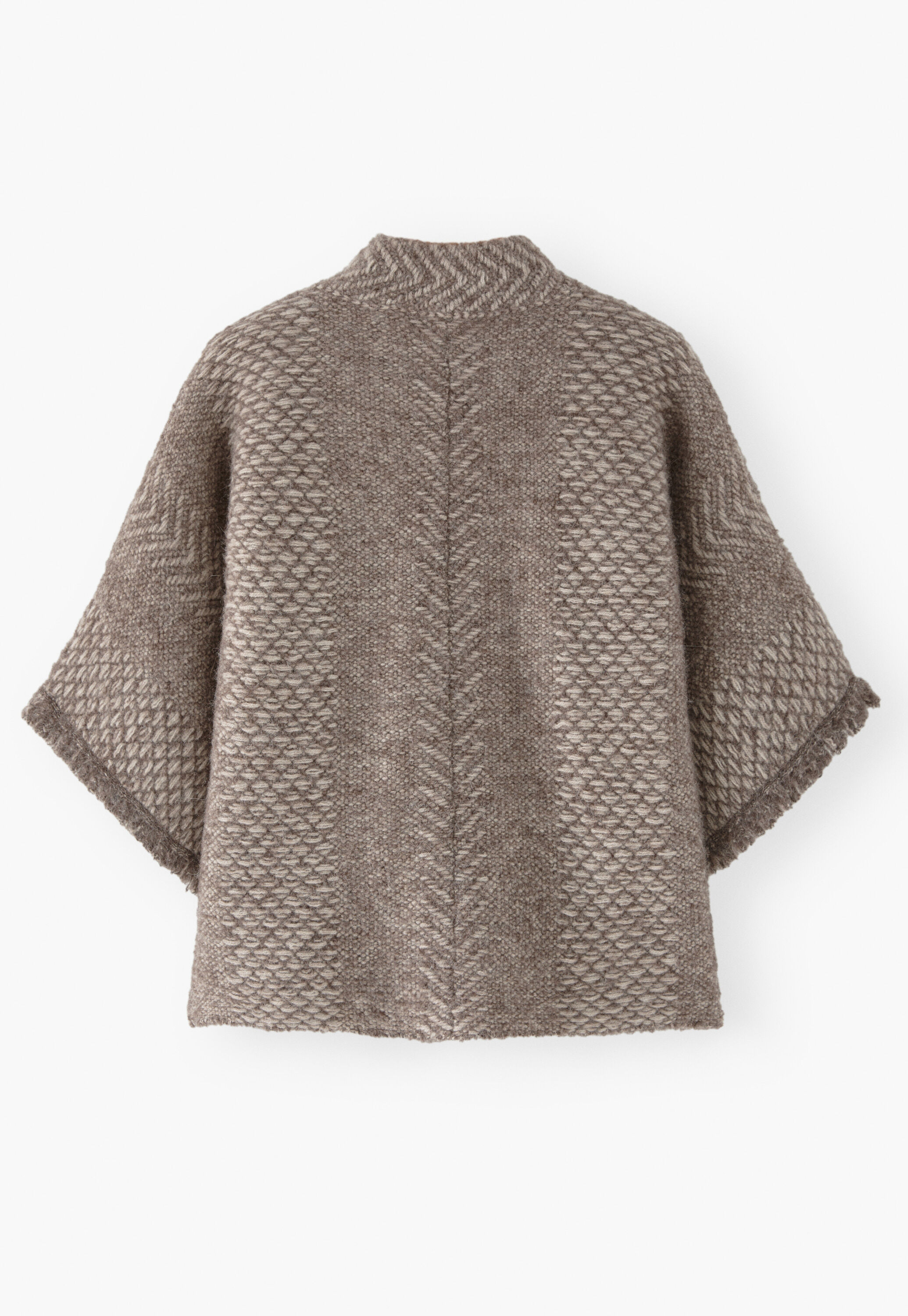 Herringbone-stitch poncho, Grey mink, large