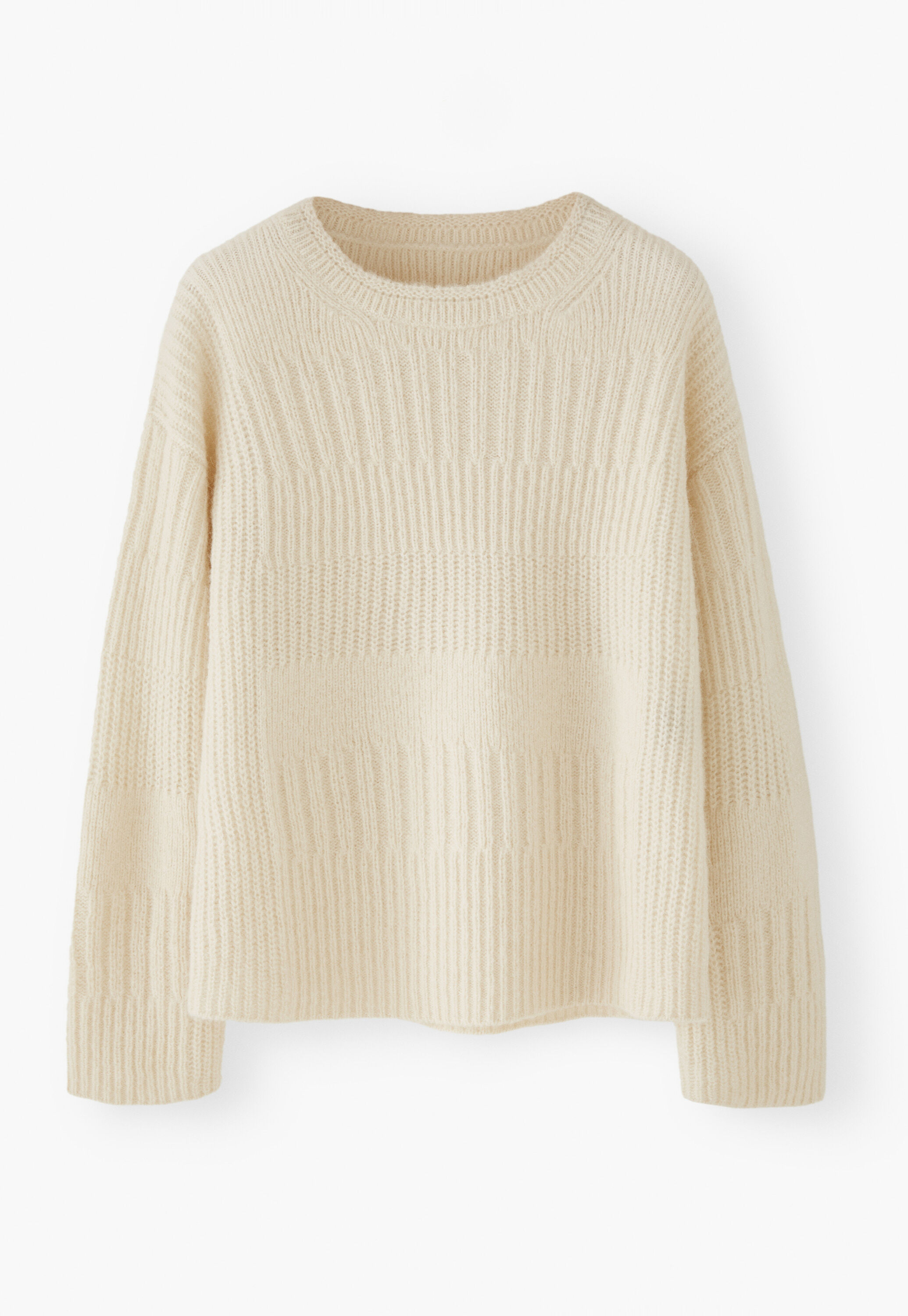 Rib-stitch sweater, Ecru, large