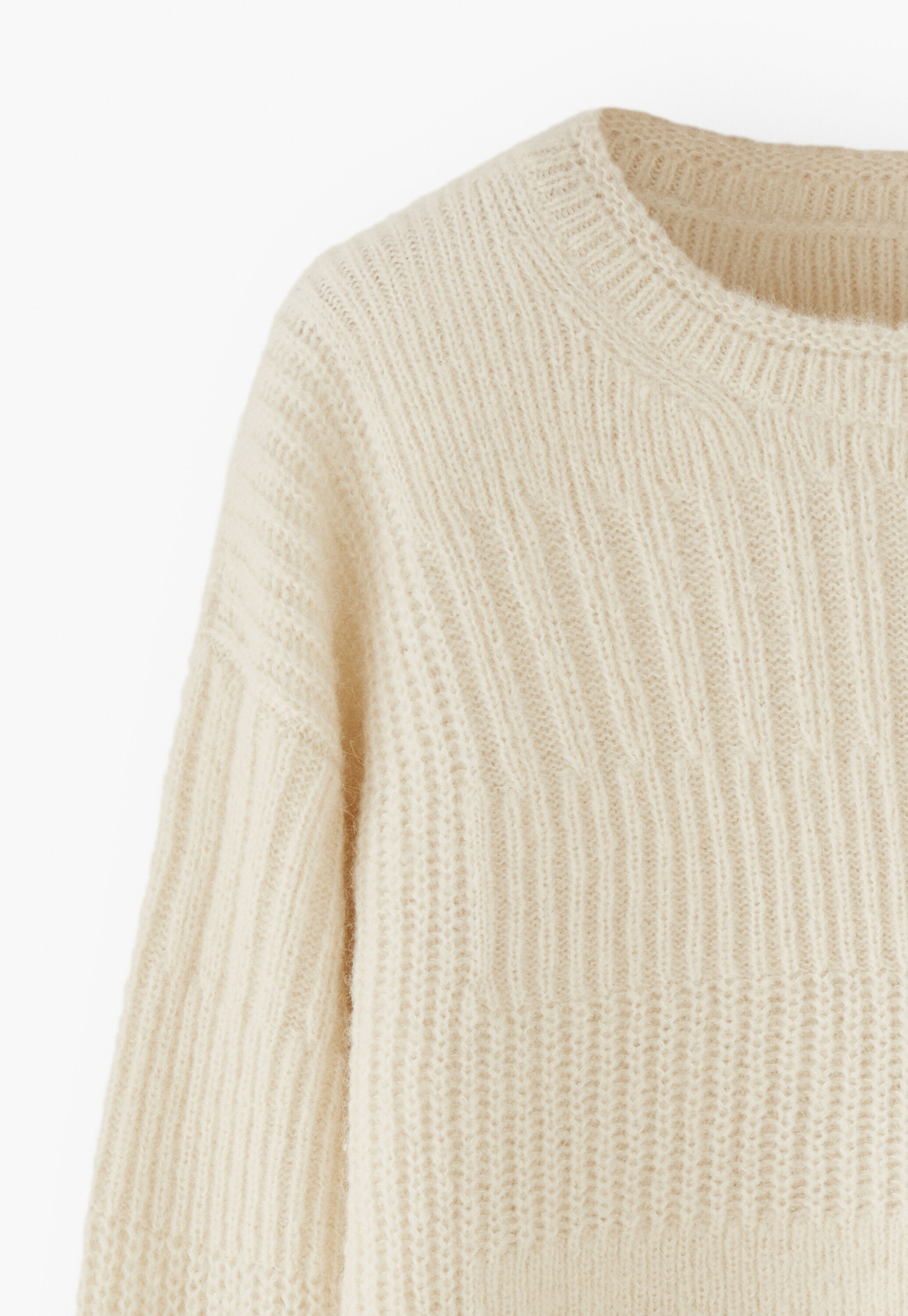 Rib-stitch sweater, Ecru, large