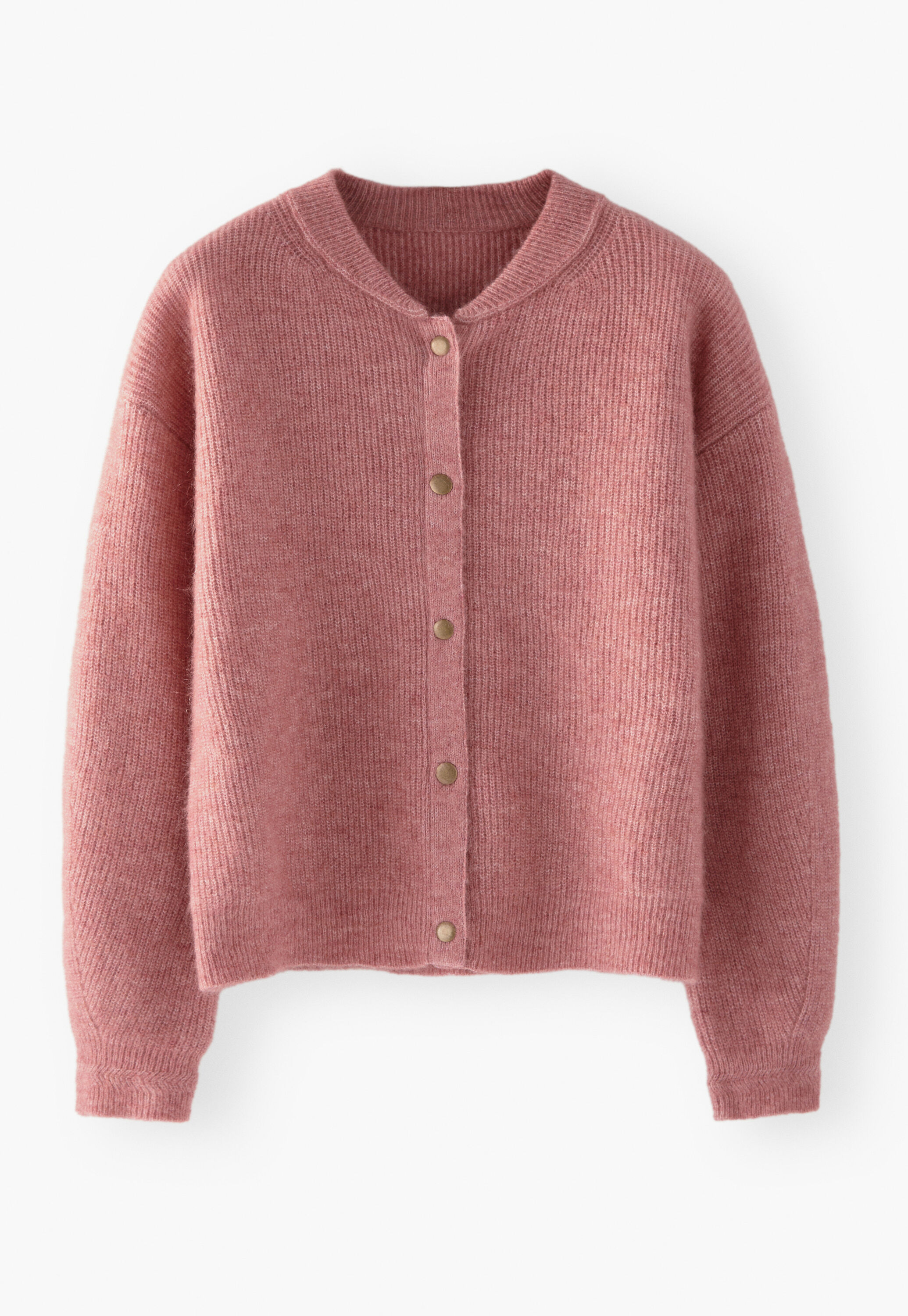 Rib-stitch bomber jacket, Pink peach, large