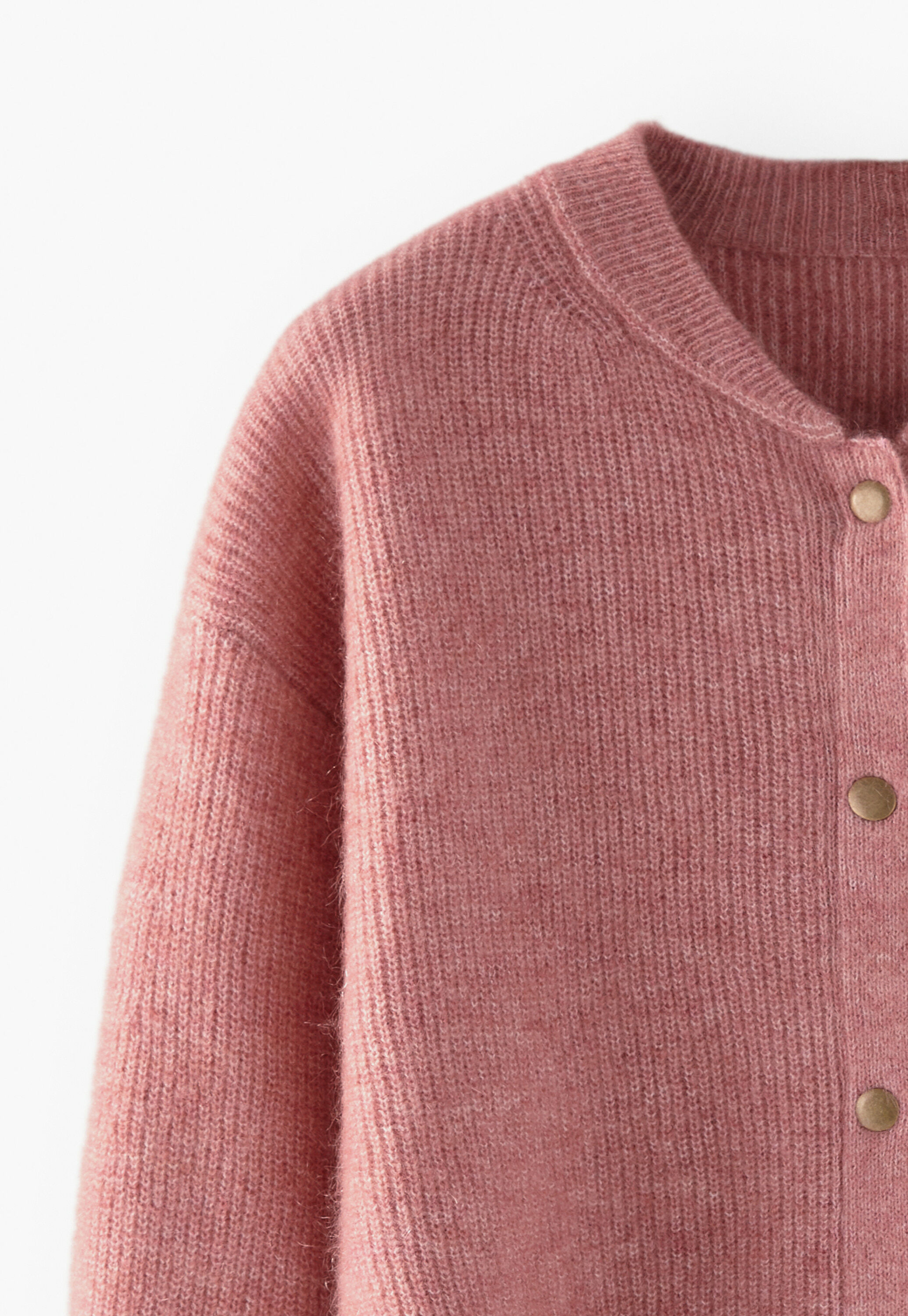 Rib-stitch bomber jacket, Pink peach, large