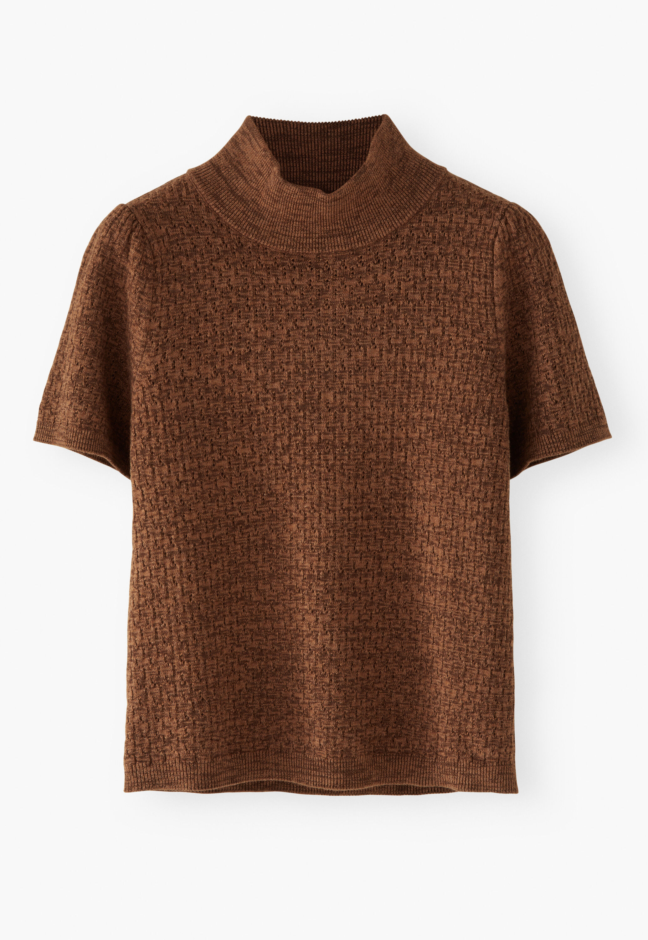 Pointelle-stitch sweater, Chocolate, large