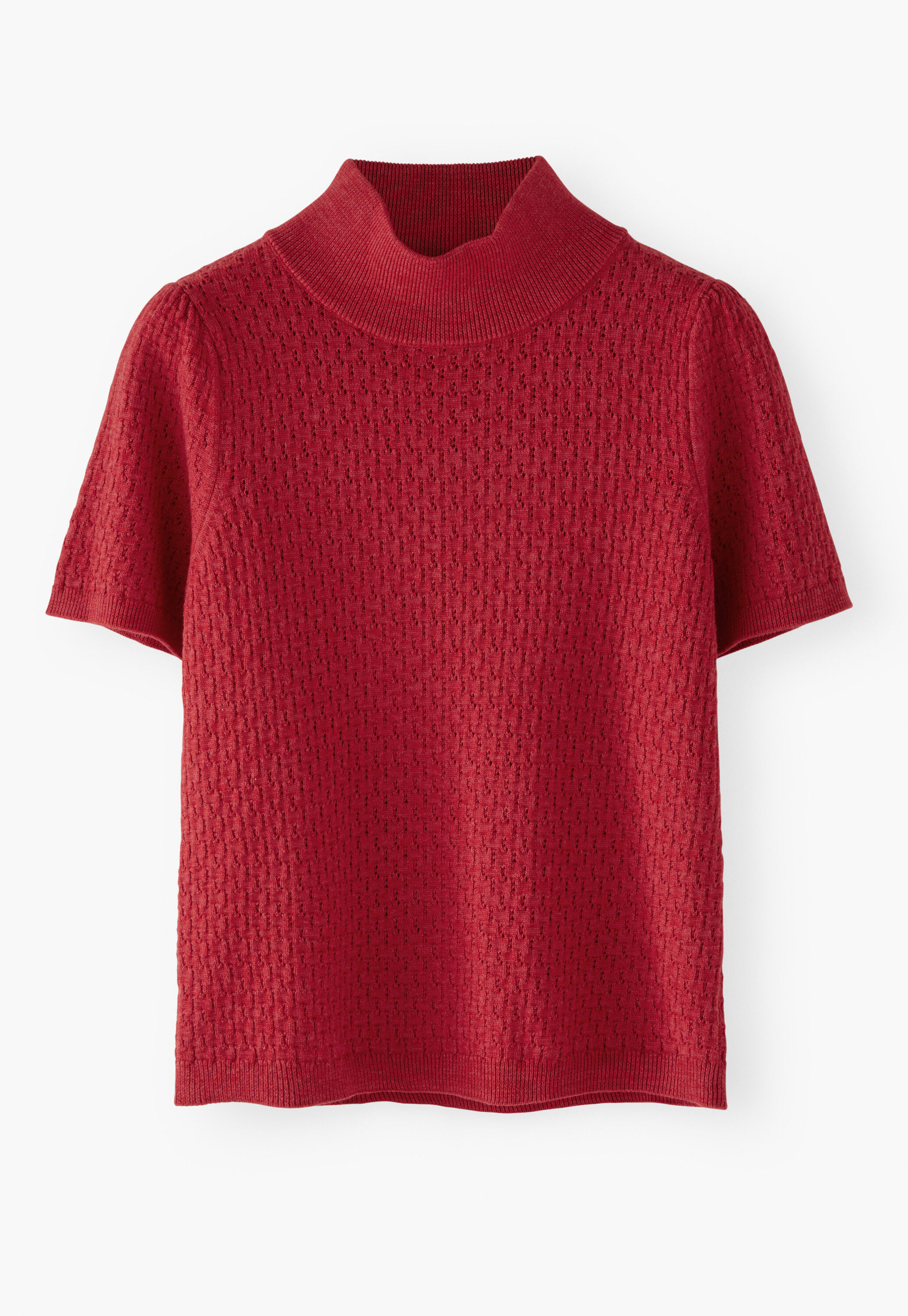Pointelle-stitch sweater, Scarlet, large