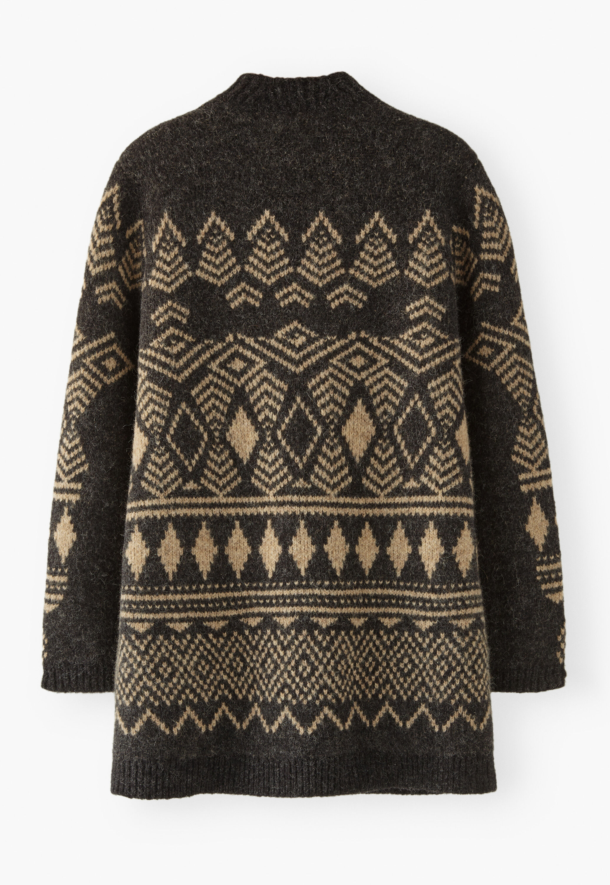 Long jacquard cardigan, Charcoal sand, large
