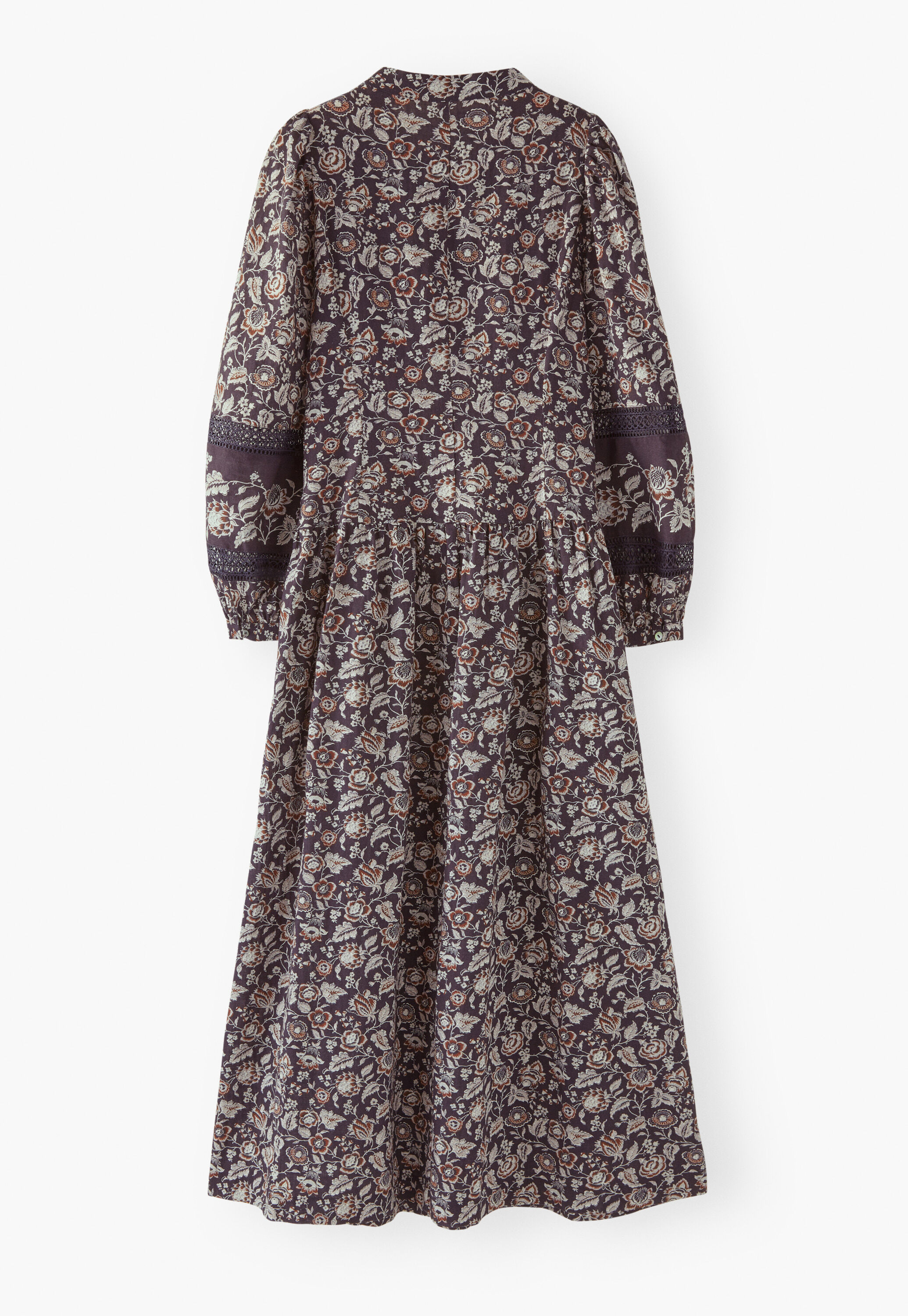 Dropped waist printed dress, Charcoal mink, large