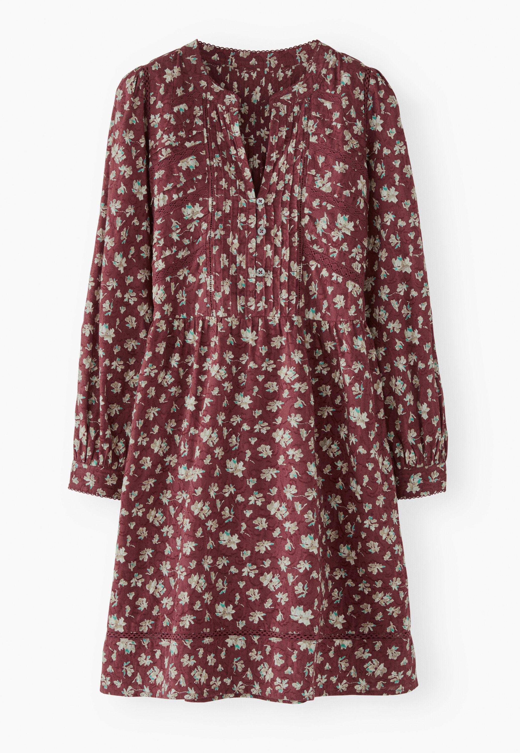 Printed short dress, Wine, large