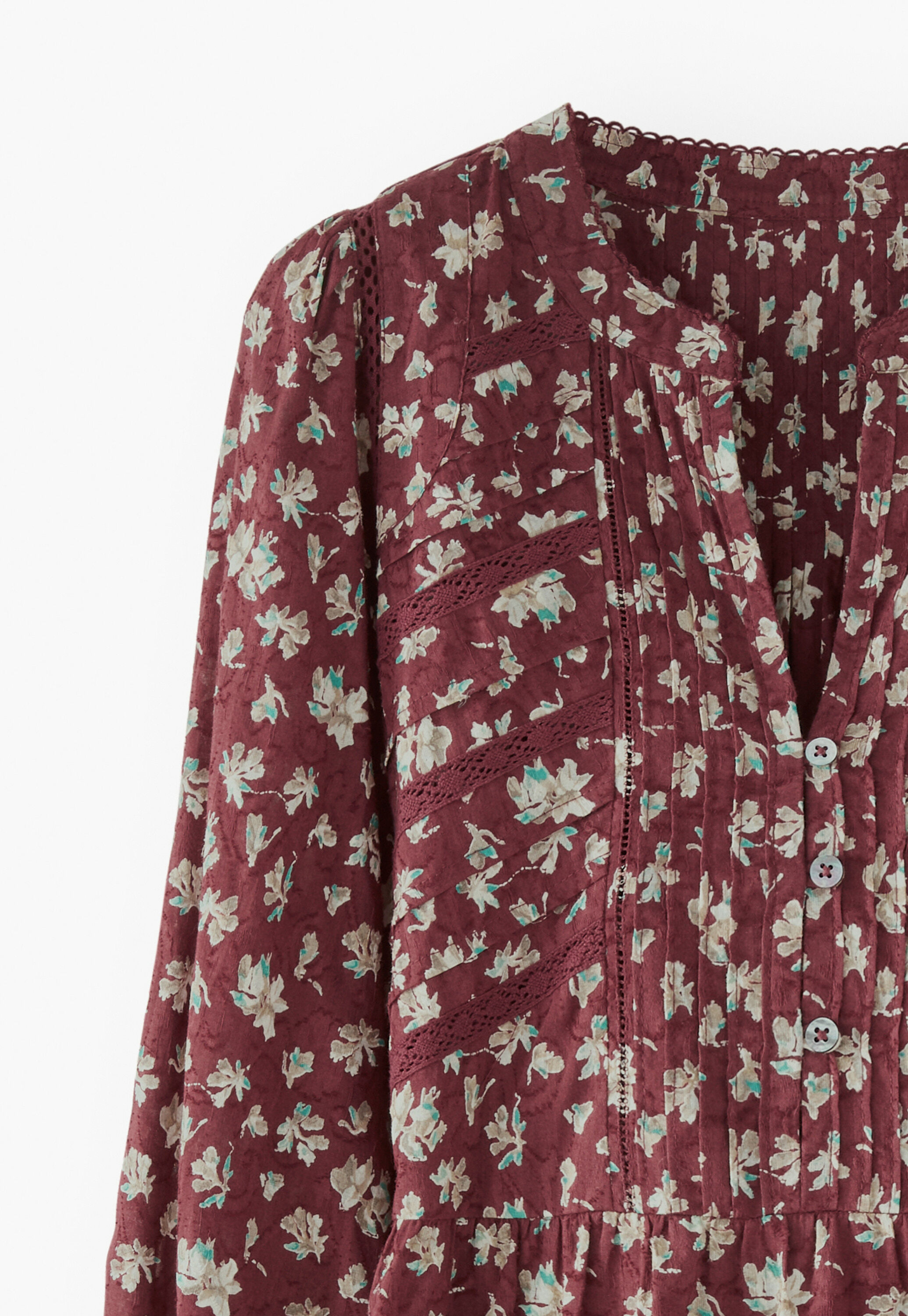 Printed short dress, Wine, large