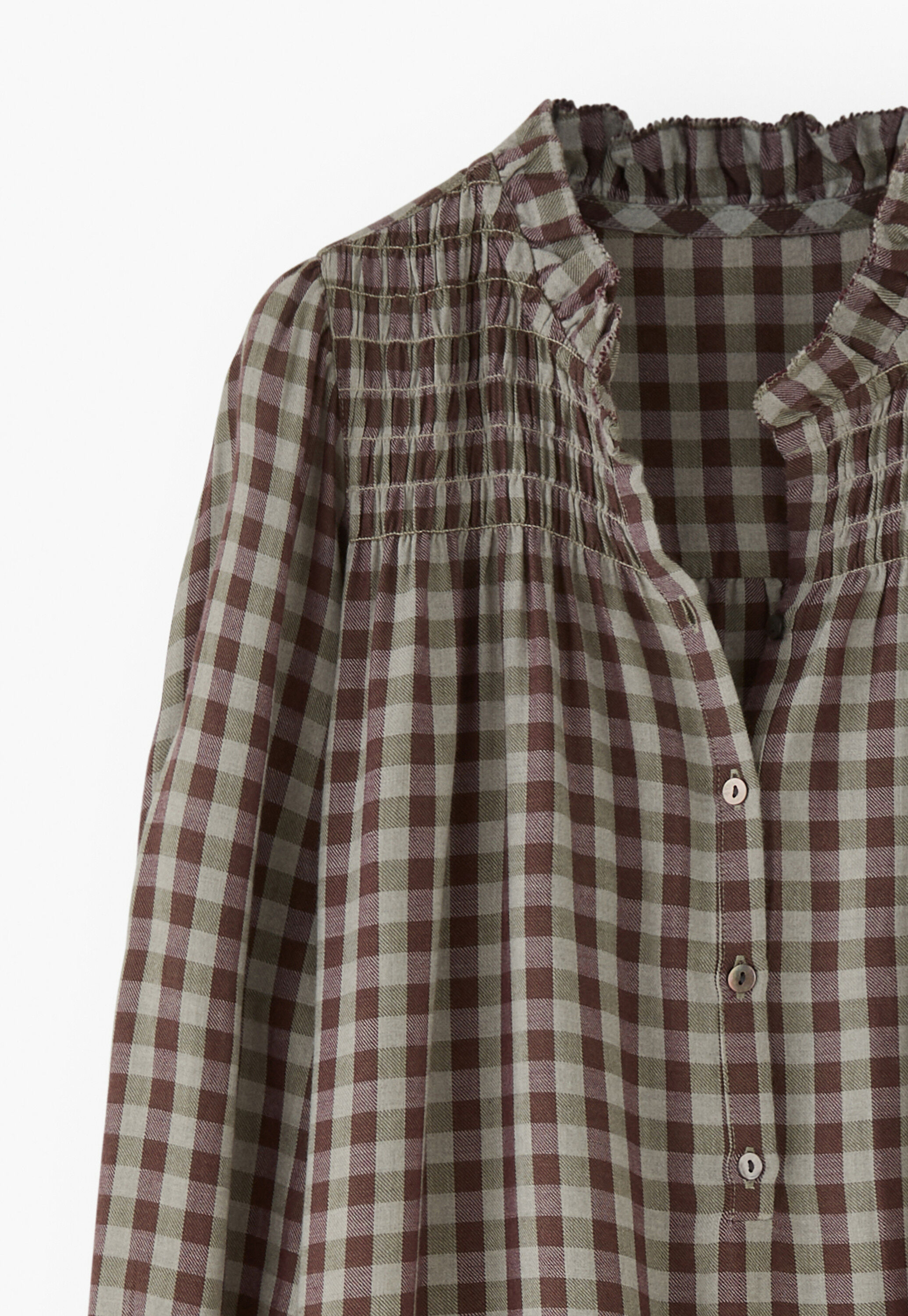 Smocked check dress, Sage plum, large