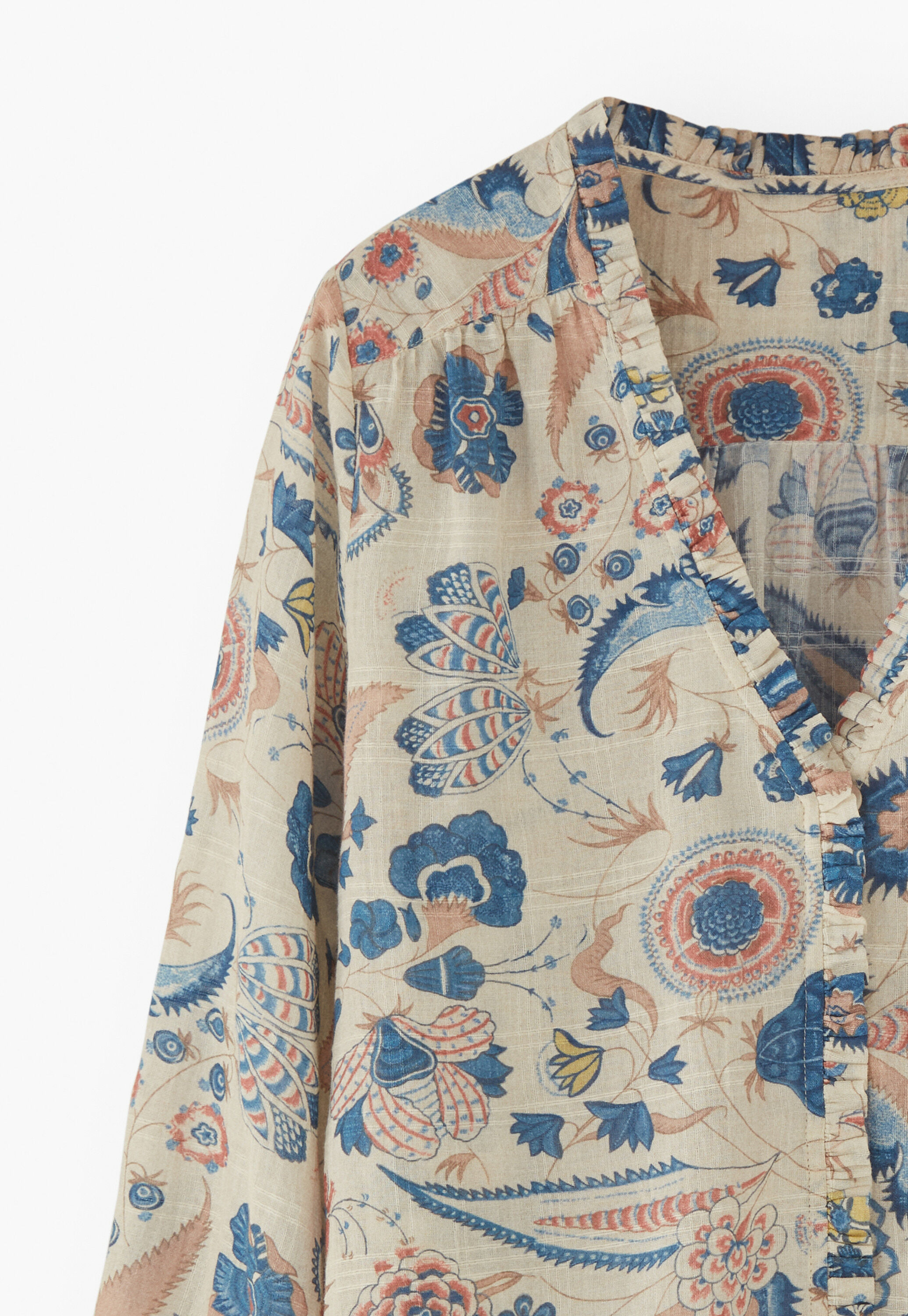 Printed blouse, Ecru denim, large