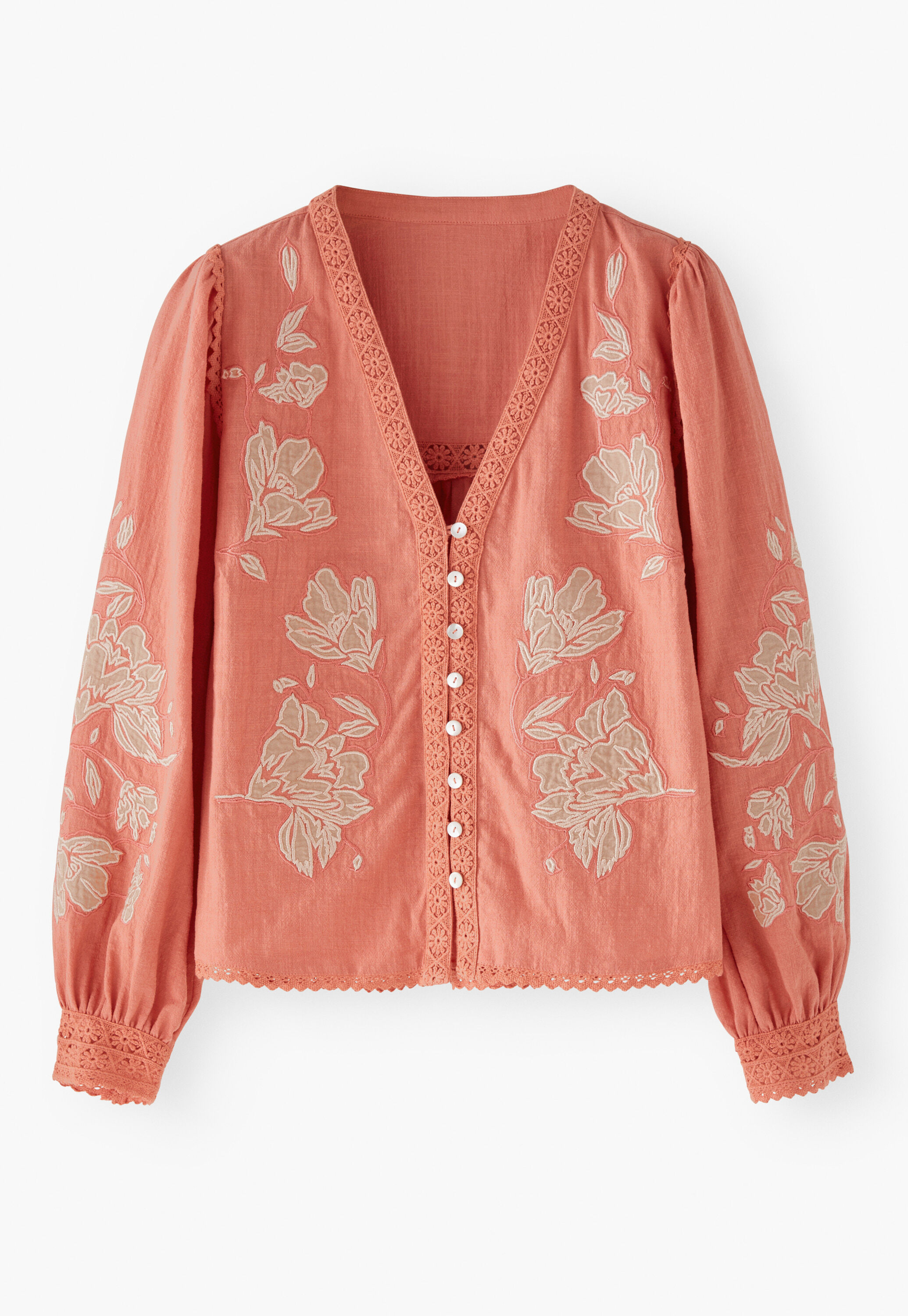 Applique blouse, Coral blush, large