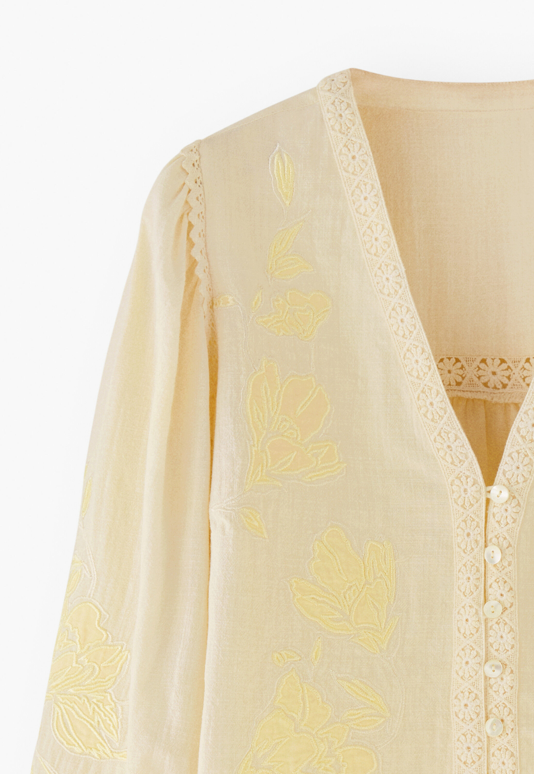 Applique blouse, Ecru lemon, large