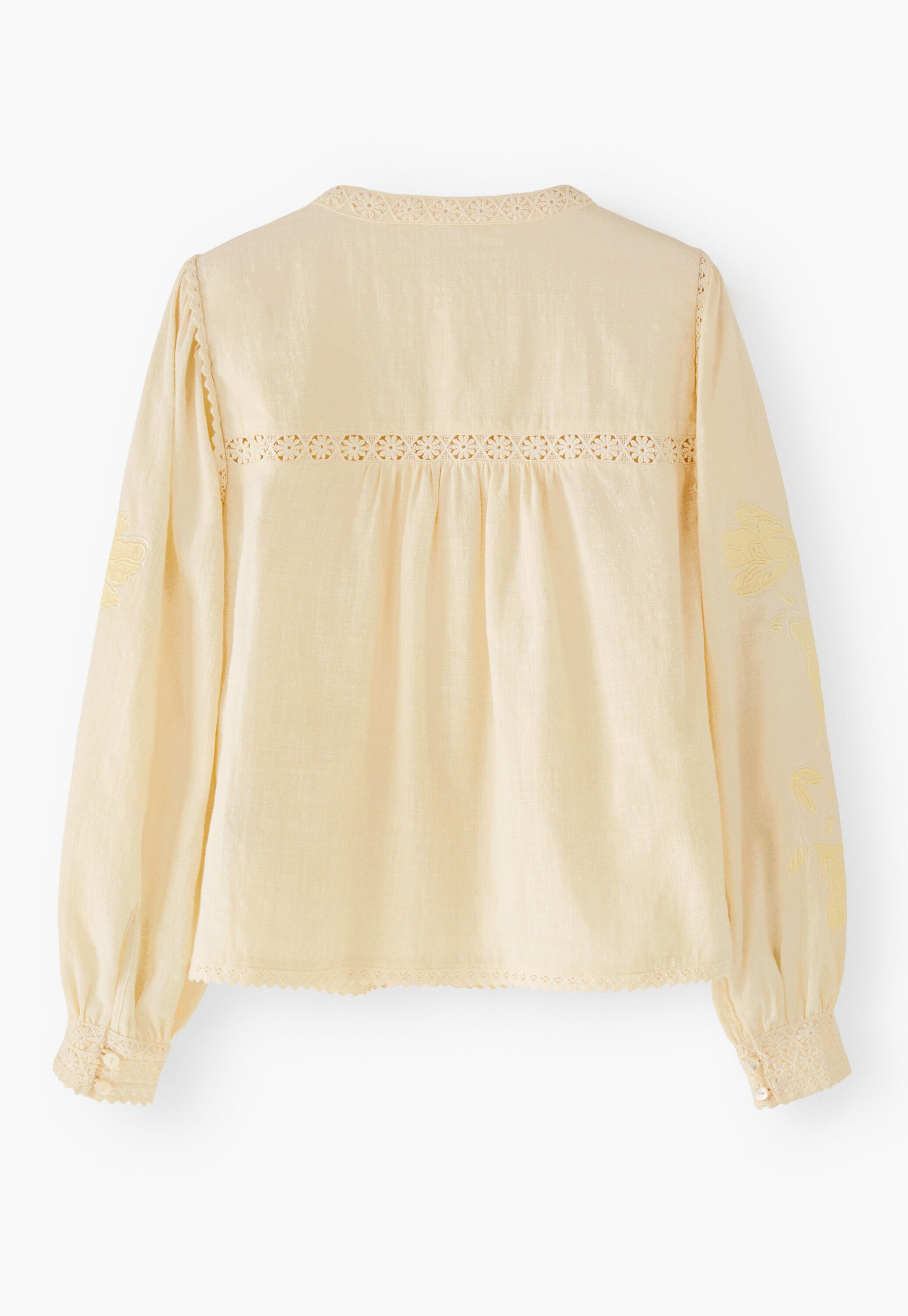 Applique blouse, Ecru lemon, large
